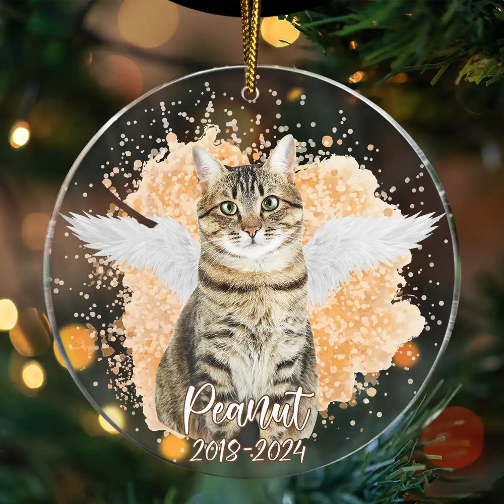 Custom Photo Memorial Dog Cat - Pet Memorial Gift, Christmas Gift - Personalized Circle Acrylic Ornament ORNA1210