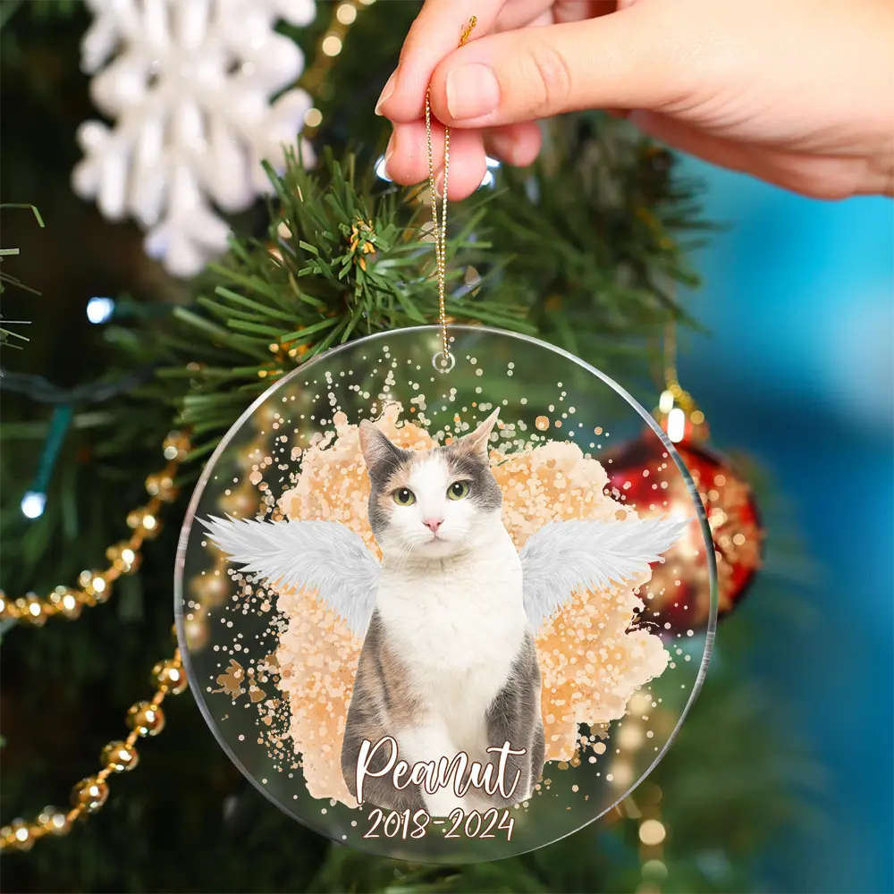 Custom Photo Memorial Dog Cat - Pet Memorial Gift, Christmas Gift - Personalized Circle Acrylic Ornament ORNA1210