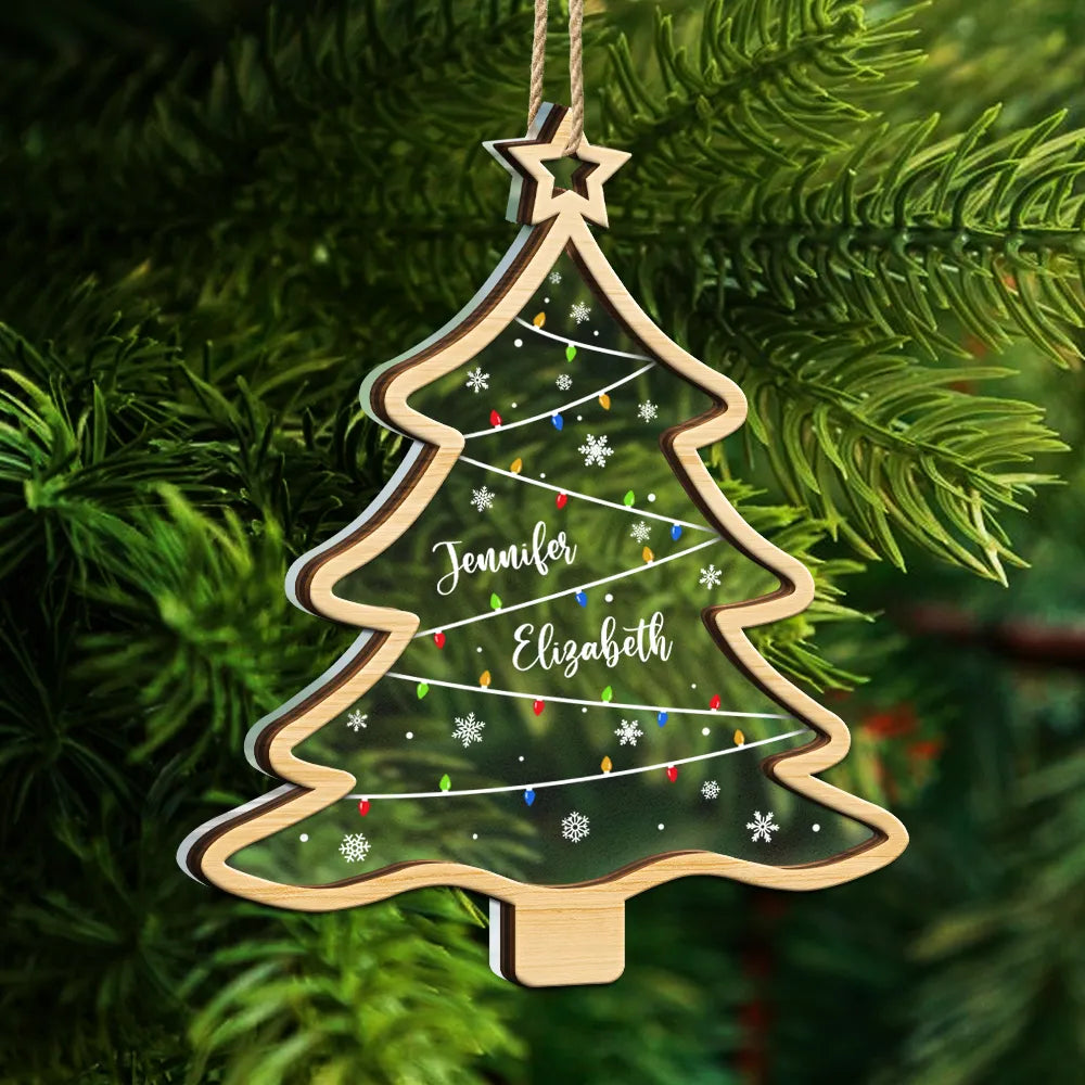 Christmas Tree Family Bestie Coworker Custom Name - Personalized 2-Layered Mix Ornament ORNA1210