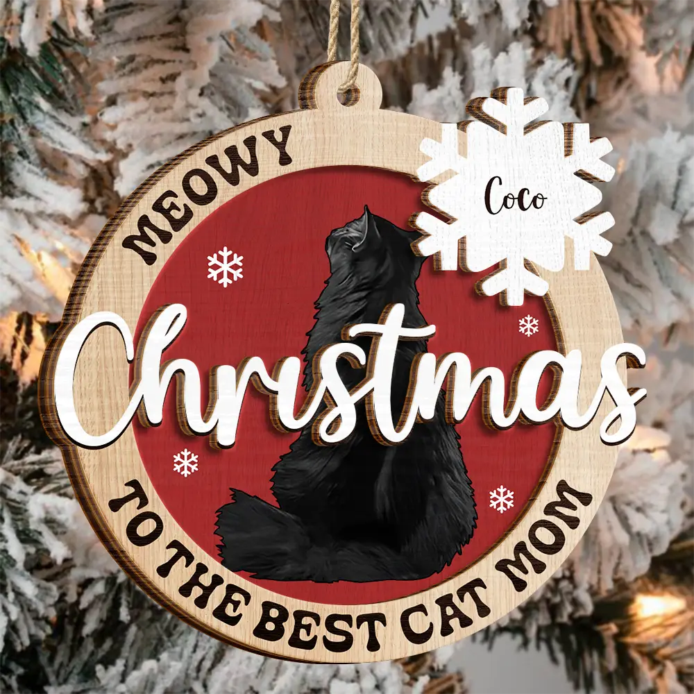 Christmas To The Best Cat Mom Cat Dad - Personalized 2-Layered Wooden Ornament ORNA1210