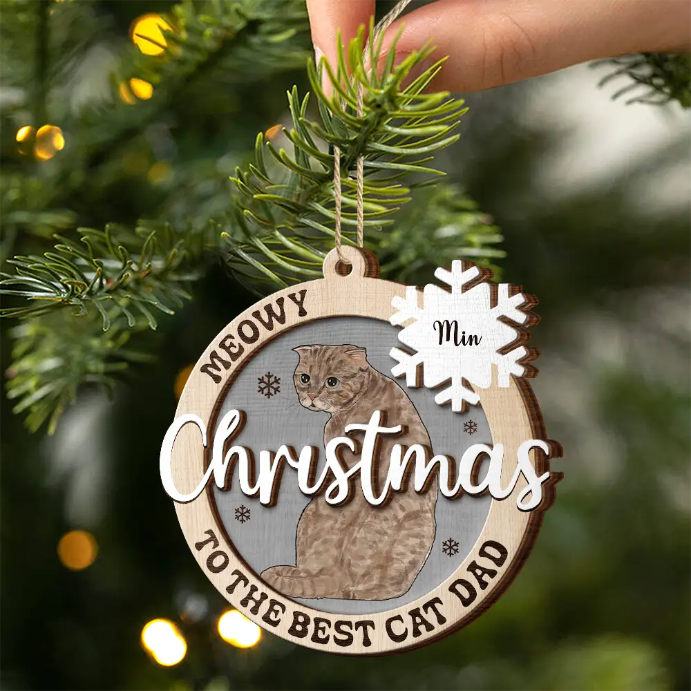 Christmas To The Best Cat Mom Cat Dad - Personalized 2-Layered Wooden Ornament ORNA1210