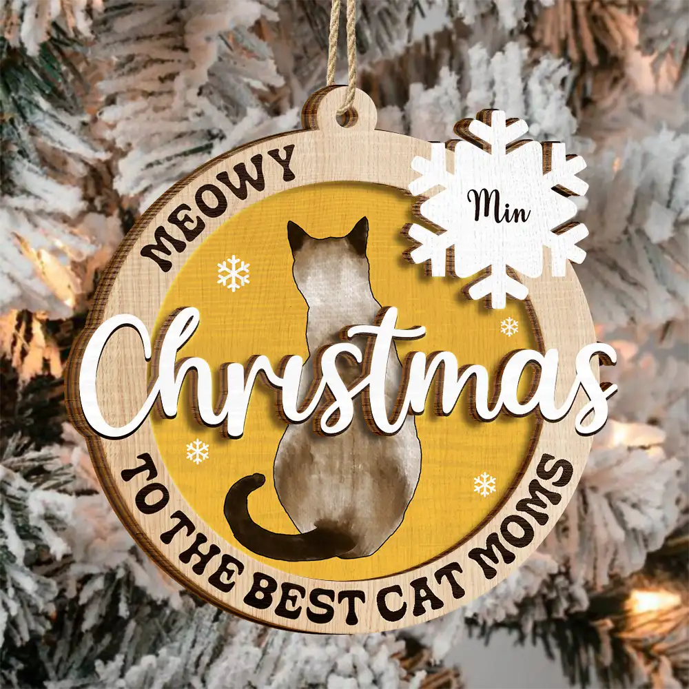 Christmas To The Best Cat Mom Cat Dad - Personalized 2-Layered Wooden Ornament ORNA1210