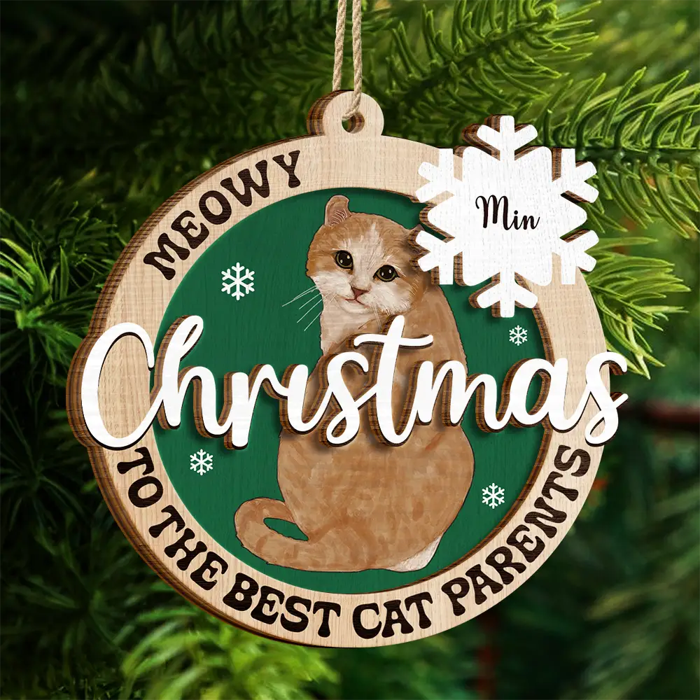 Christmas To The Best Cat Mom Cat Dad - Personalized 2-Layered Wooden Ornament ORNA1210