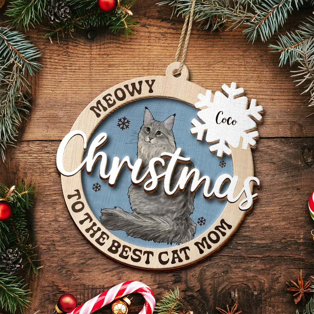 Christmas To The Best Cat Mom Cat Dad - Personalized 2-Layered Wooden Ornament ORNA1210