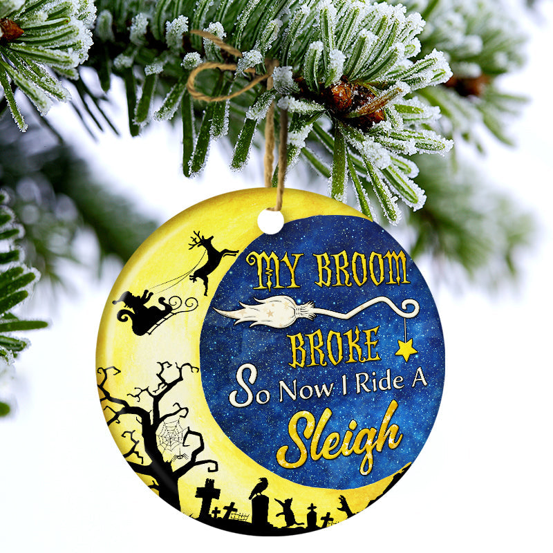 Now I Ride A Sleigh - Christmas Gifts - Custom Circle Ceramic Ornament ORNA1210