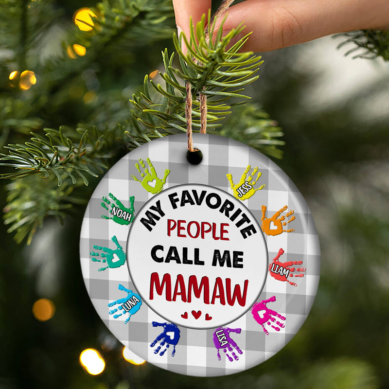 Christmas My Favorite People - Gift For Grandma - Personalized Custom Circle Ceramic Ornament ORNA1210