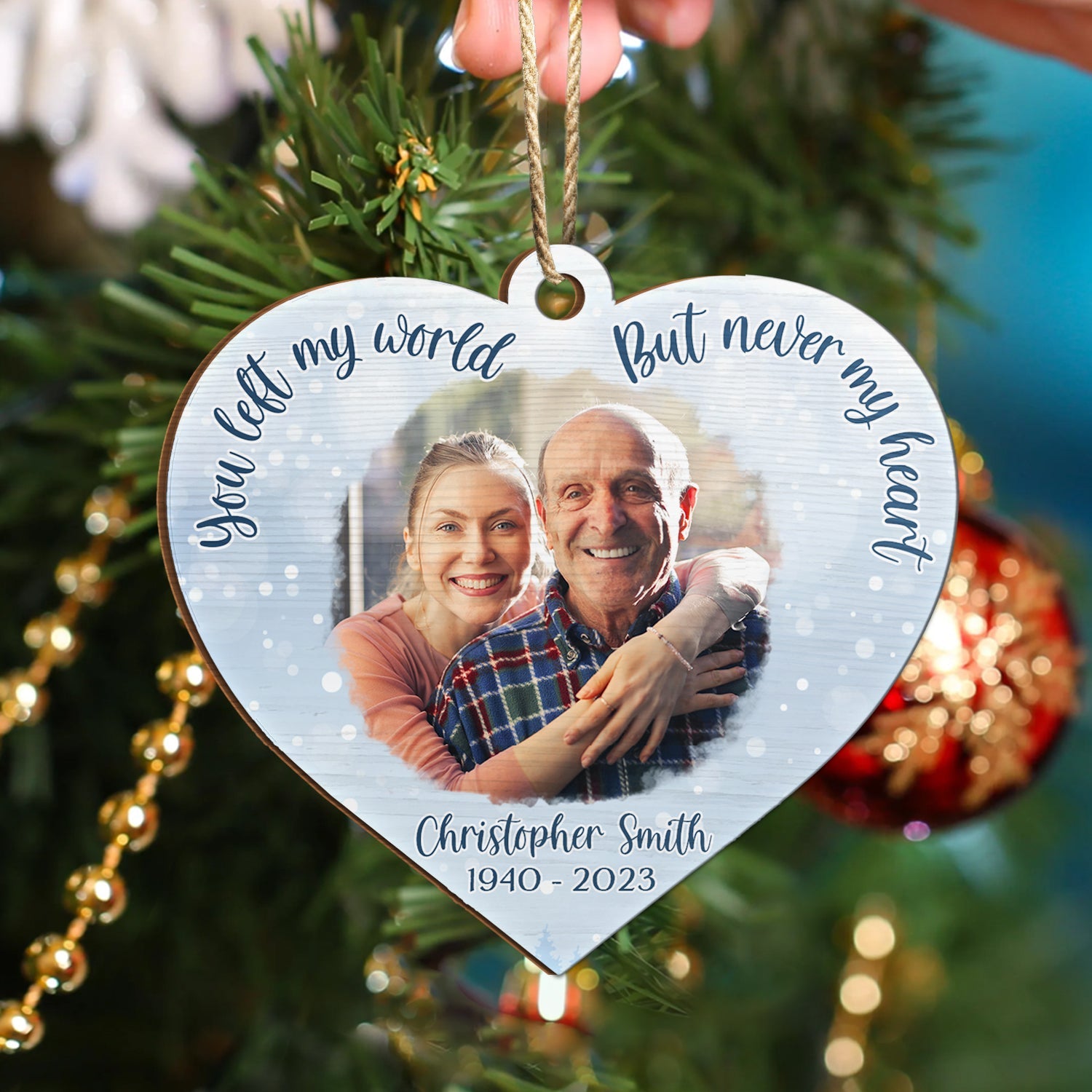 Custom Photo Couple Not My Heart - Memorial Gift - Personalized Wooden Card With Pop Out Ornament ORNA1210
