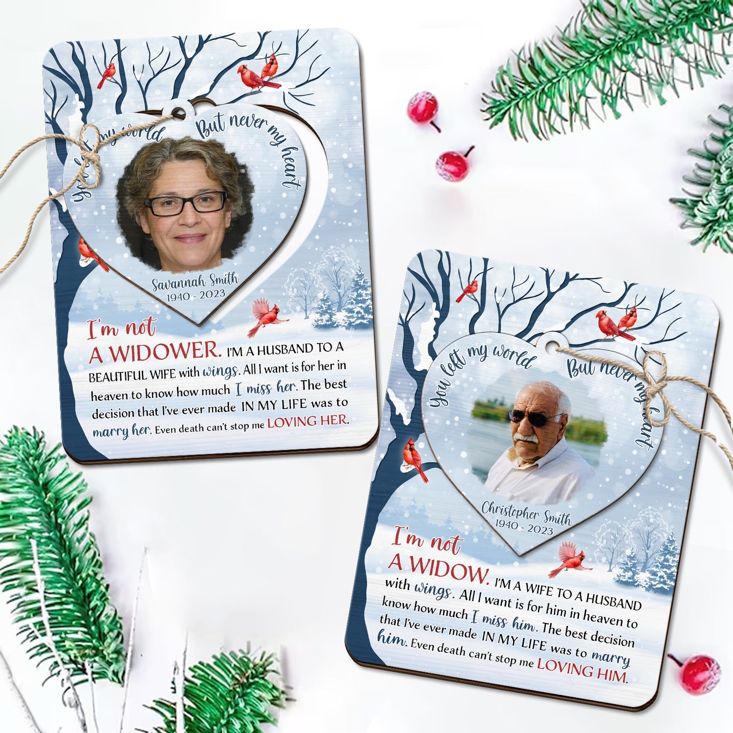 Custom Photo Couple Not My Heart - Memorial Gift - Personalized Wooden Card With Pop Out Ornament ORNA1210