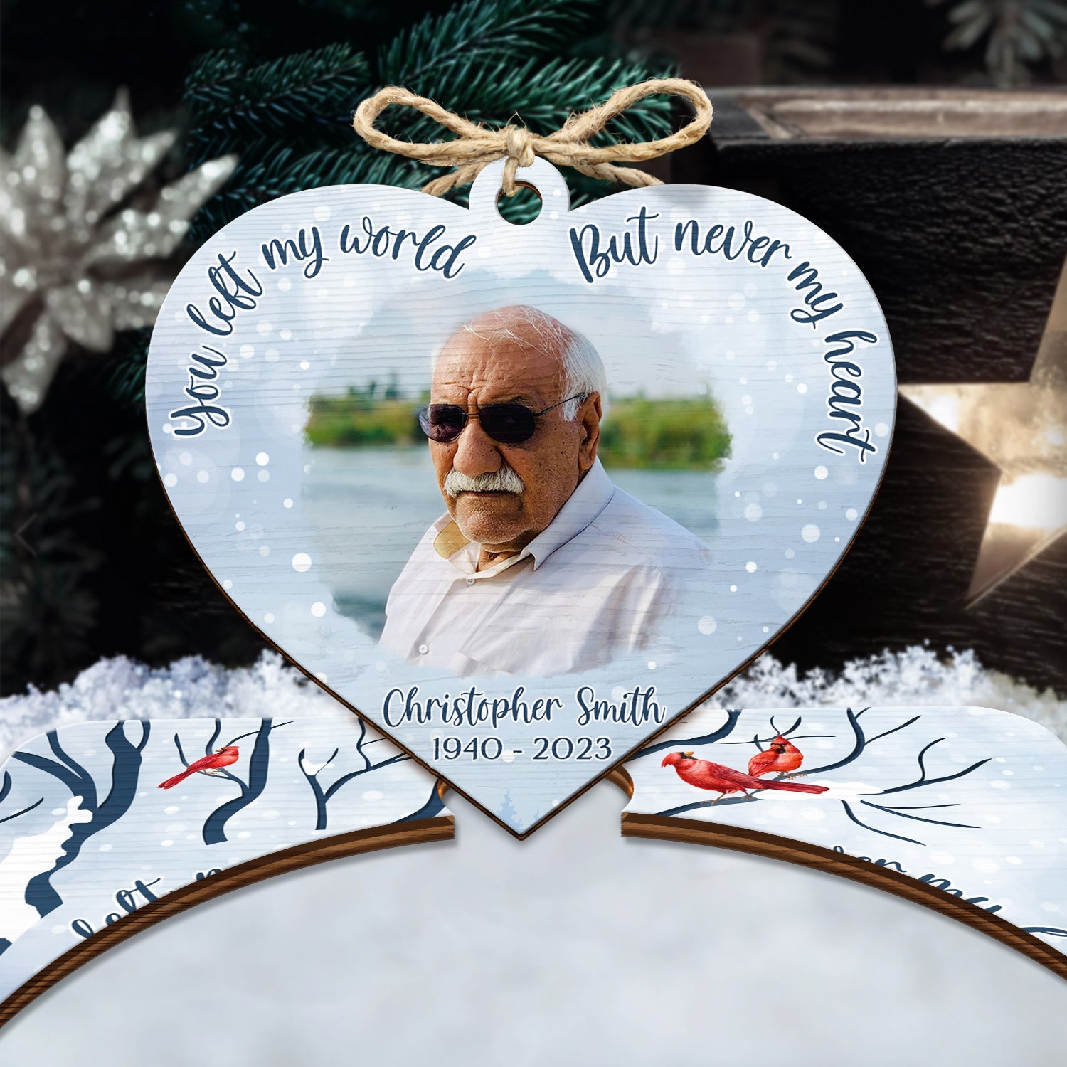 Custom Photo Couple Not My Heart - Memorial Gift - Personalized Wooden Card With Pop Out Ornament ORNA1210