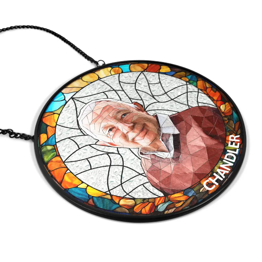 Custom Photo Portrait Dog Cat Family - Personalized Stained Glass Window Hanging Suncatcher ORNA1210