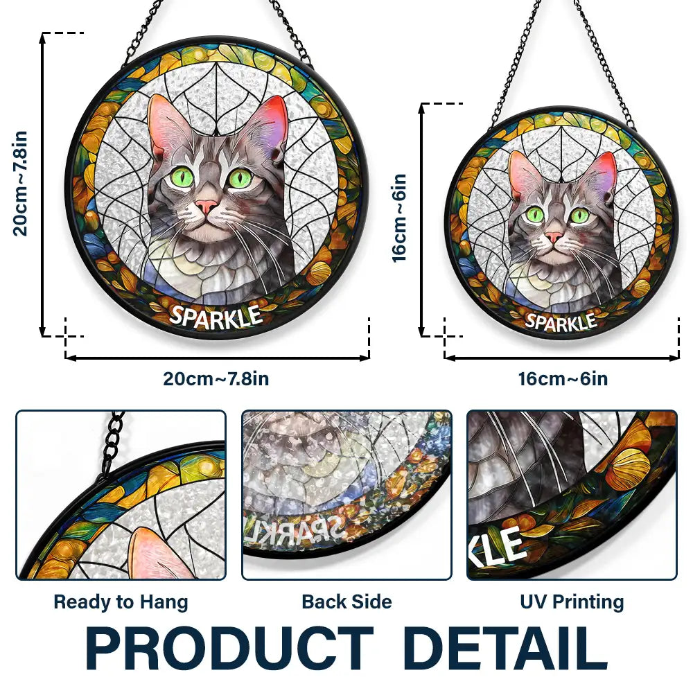 Custom Photo Portrait Dog Cat Family - Personalized Stained Glass Window Hanging Suncatcher ORNA1210