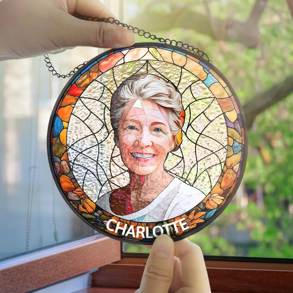 Custom Photo Portrait Dog Cat Family - Personalized Stained Glass Window Hanging Suncatcher ORNA1210