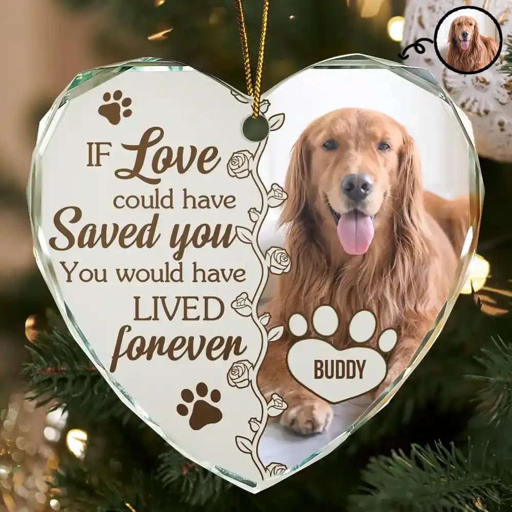 Custom Photo You Would Have Lived Forever Dog Cat Memorial - Personalized Heart Shaped Glass Ornament ORNA1210