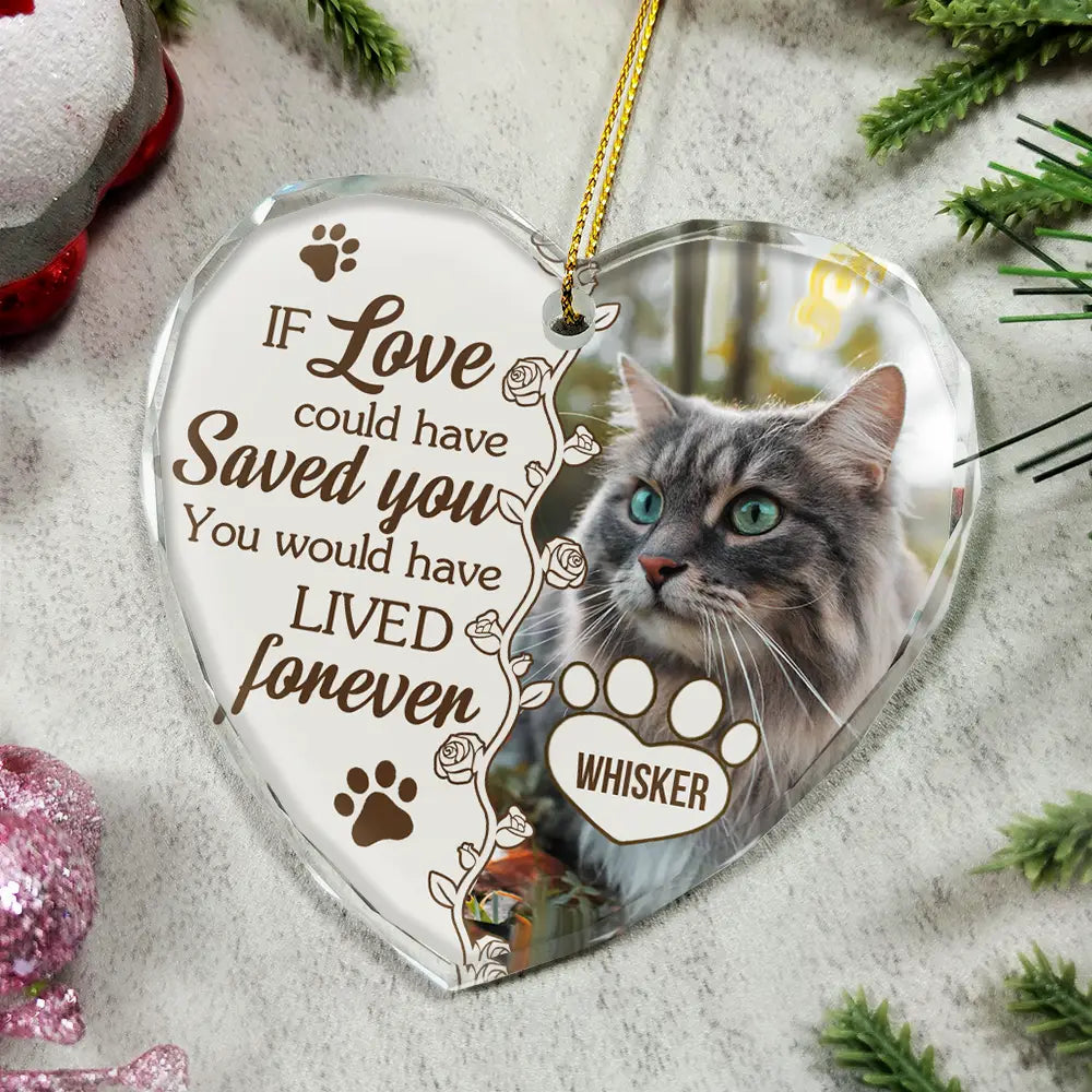Custom Photo You Would Have Lived Forever Dog Cat Memorial - Personalized Heart Shaped Glass Ornament ORNA1210