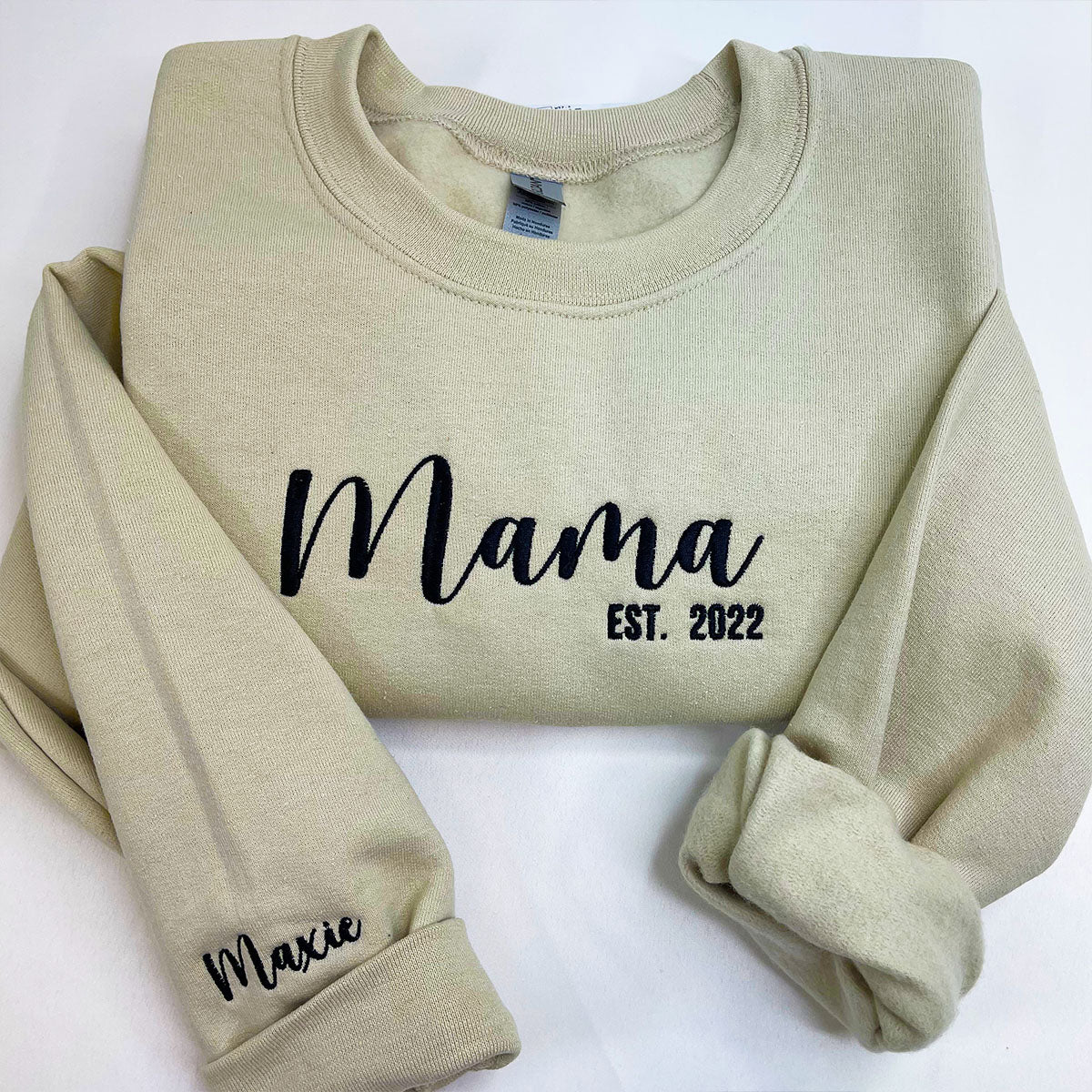 Custom Mama Embroidered Sweatshirt, Personalized Kid Name On The Sleeve, Gift For Mother Day's em1