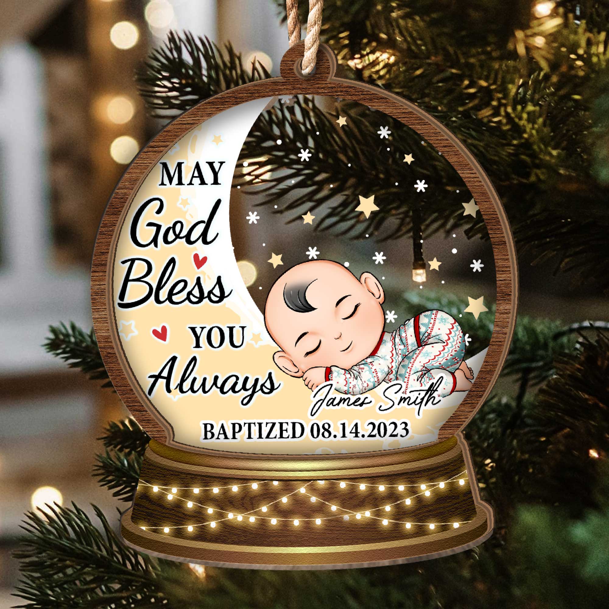 May God Bless You Always - Personalized Wood And Acrylic Ornament ORNA1210