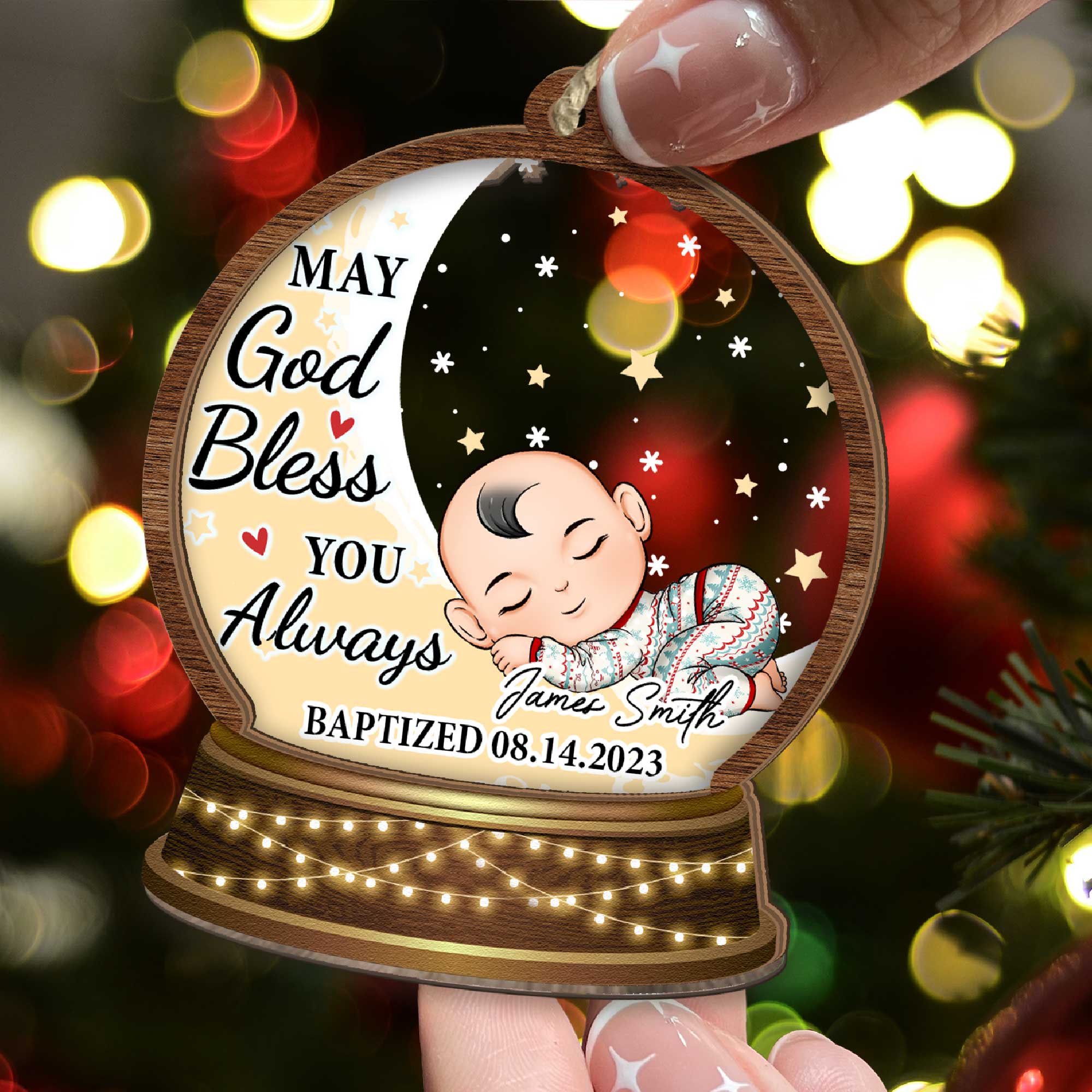 May God Bless You Always - Personalized Wood And Acrylic Ornament ORNA1210
