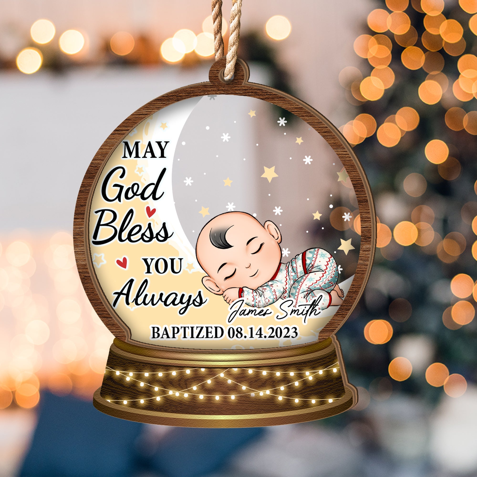 May God Bless You Always - Personalized Wood And Acrylic Ornament ORNA1210