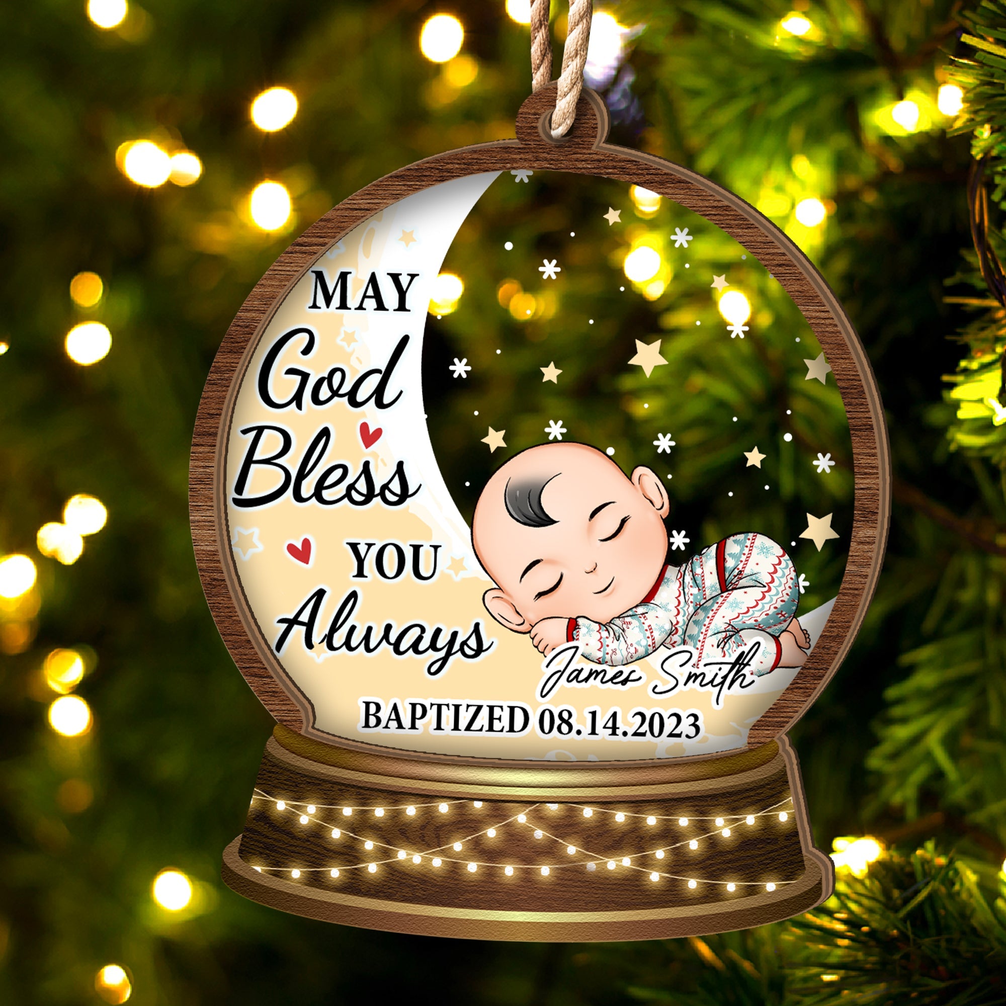 May God Bless You Always - Personalized Wood And Acrylic Ornament ORN0810