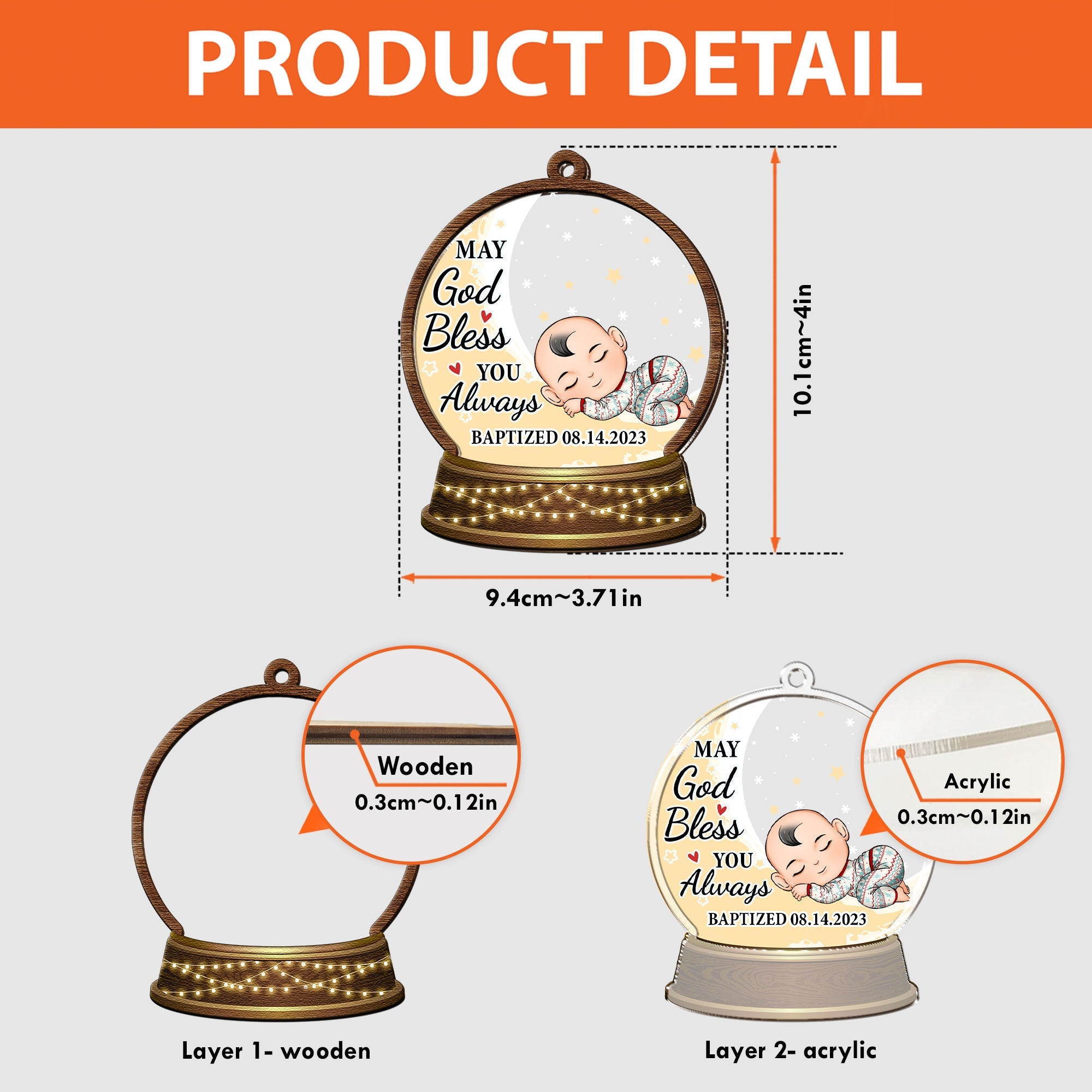 May God Bless You Always - Personalized Wood And Acrylic Ornament ORN0810