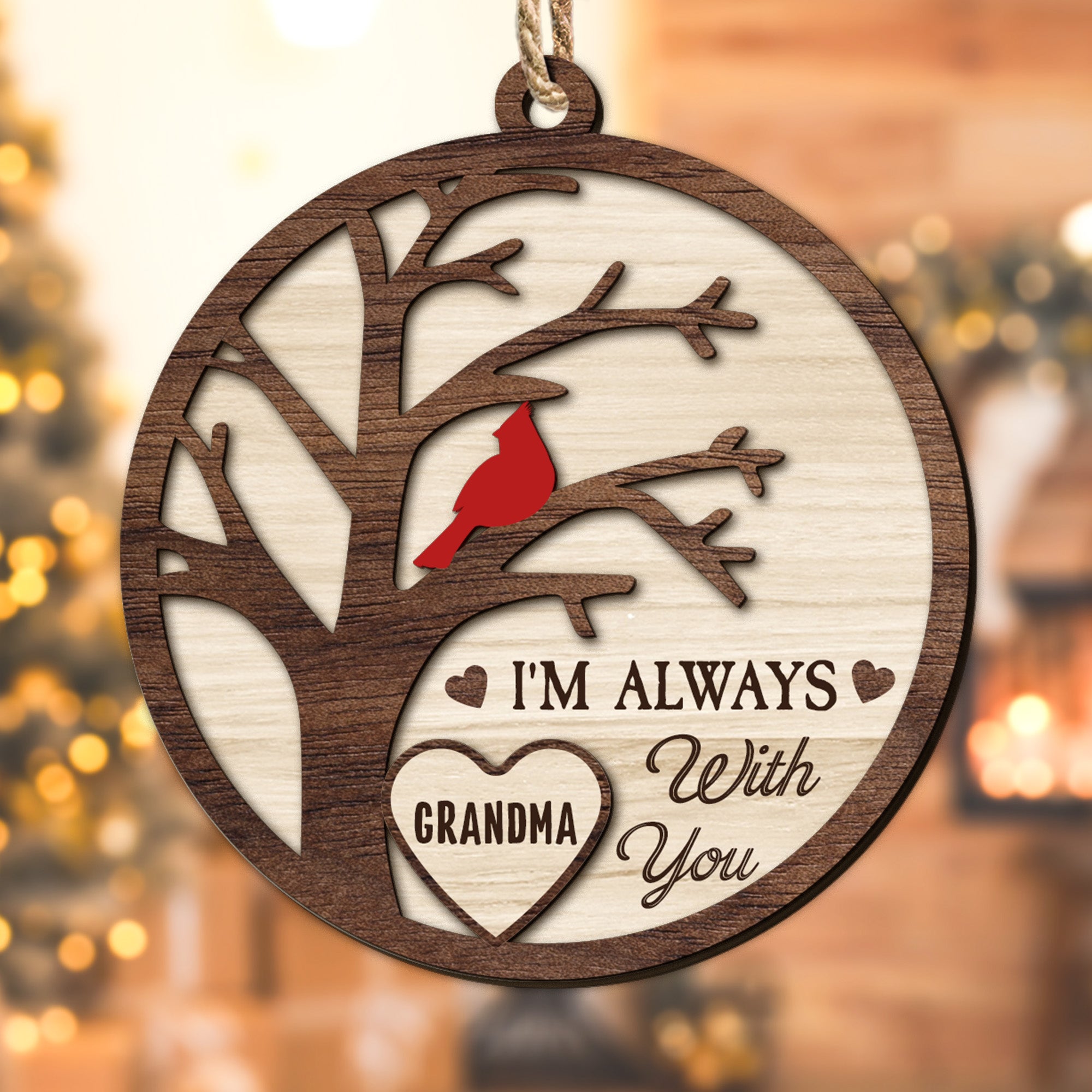 Memorial Cardinal I'm Always With You - Personalized Wooden Ornament ORNA1210