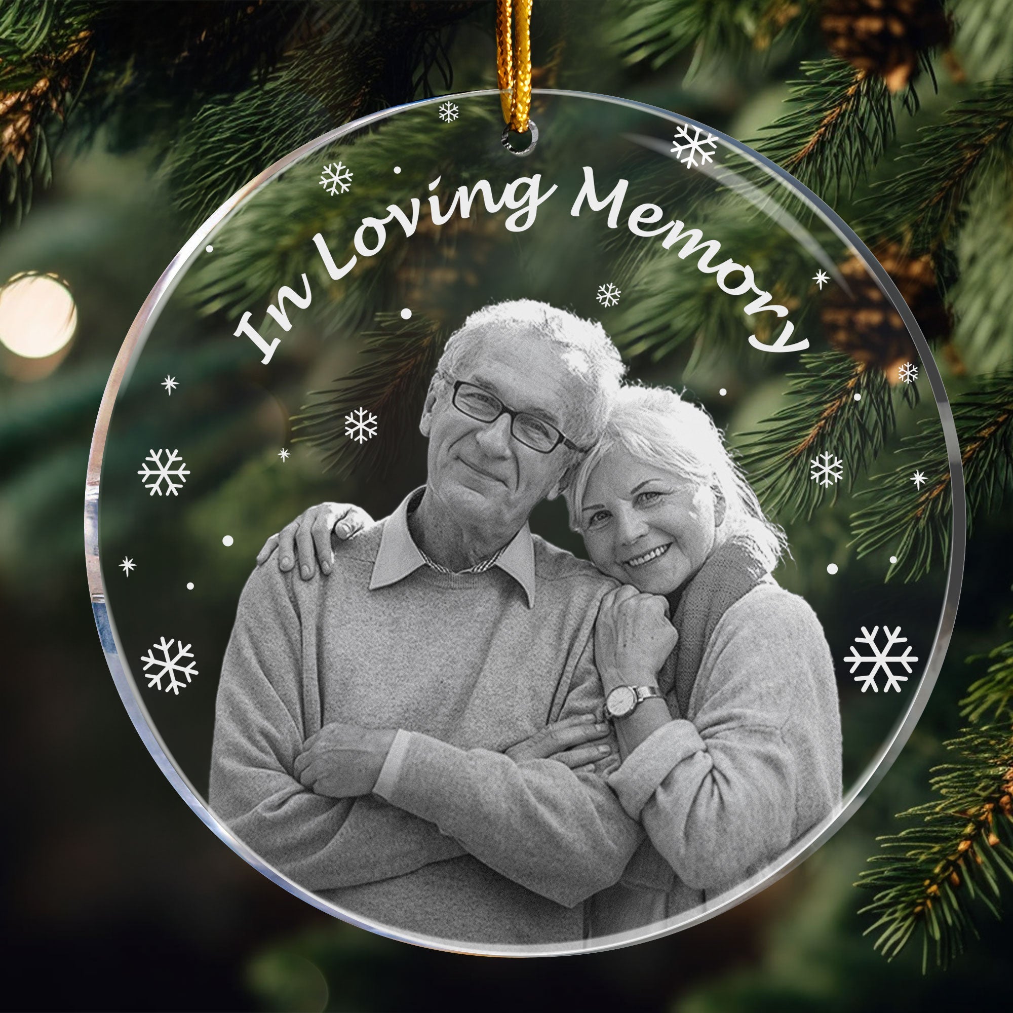 Memorial In Loving Memory Forever In Our Hearts - Personalized Acrylic Photo Ornament ORN0810