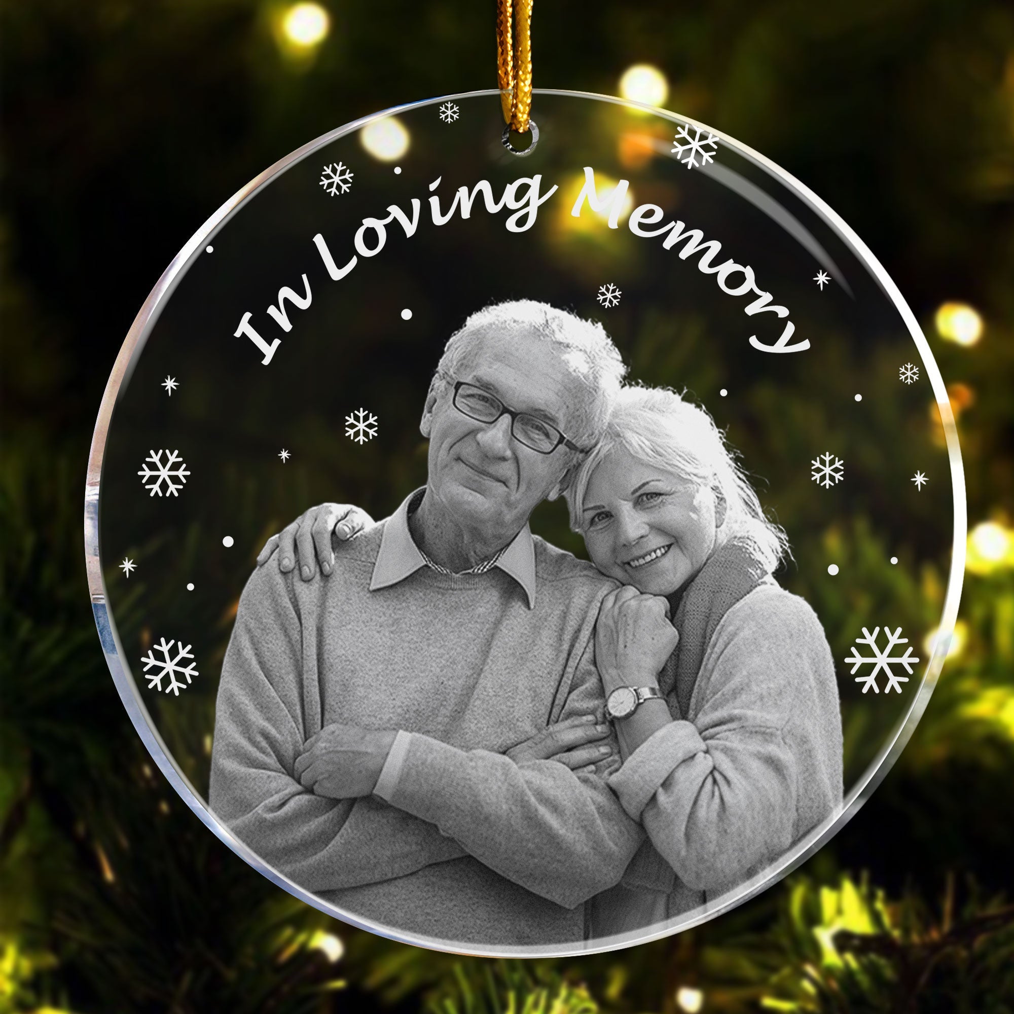 Memorial In Loving Memory Forever In Our Hearts - Personalized Acrylic Photo Ornament ORN0810