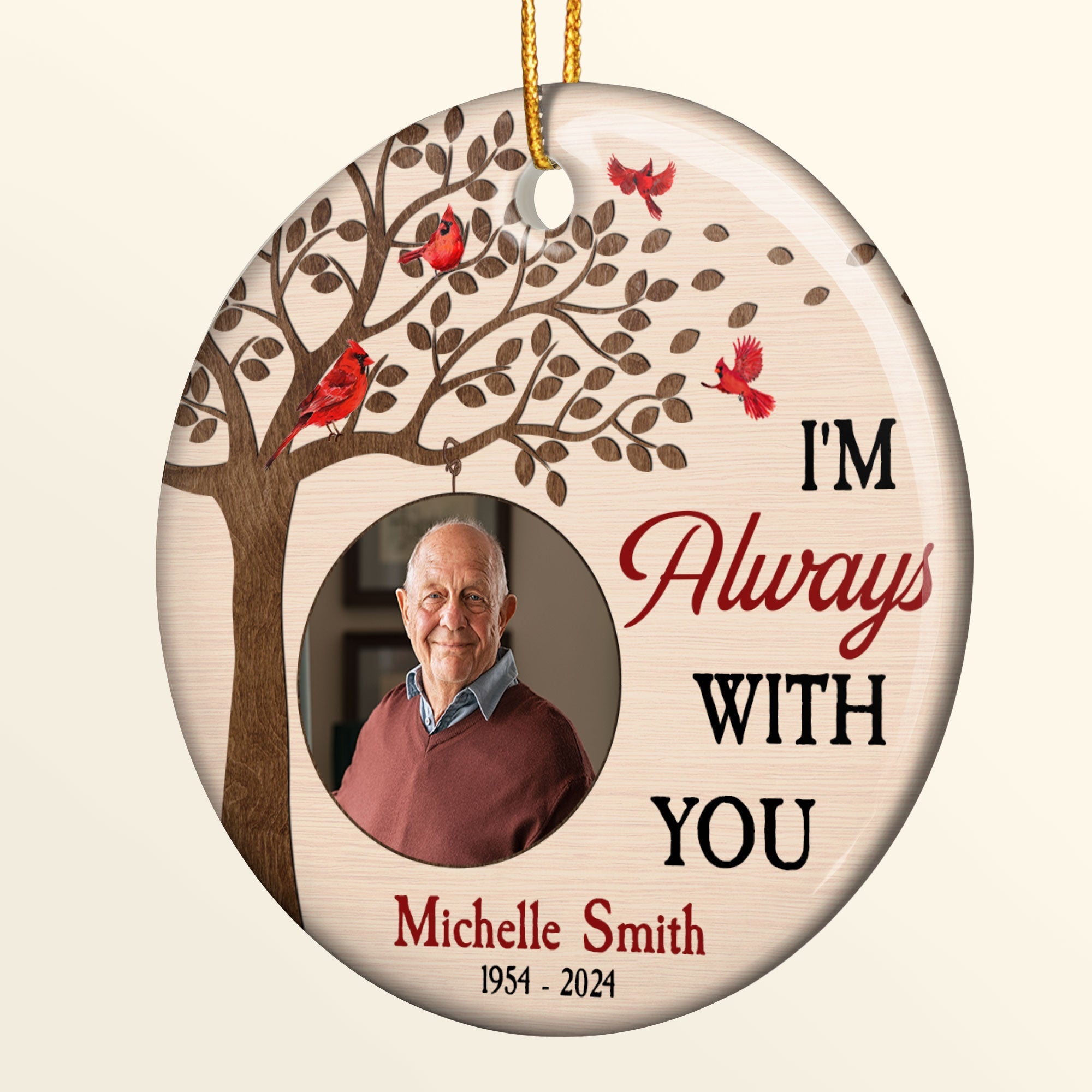 Memorial Ornament I'm Always With You - Personalized Ceramic Photo Ornament ORN0810