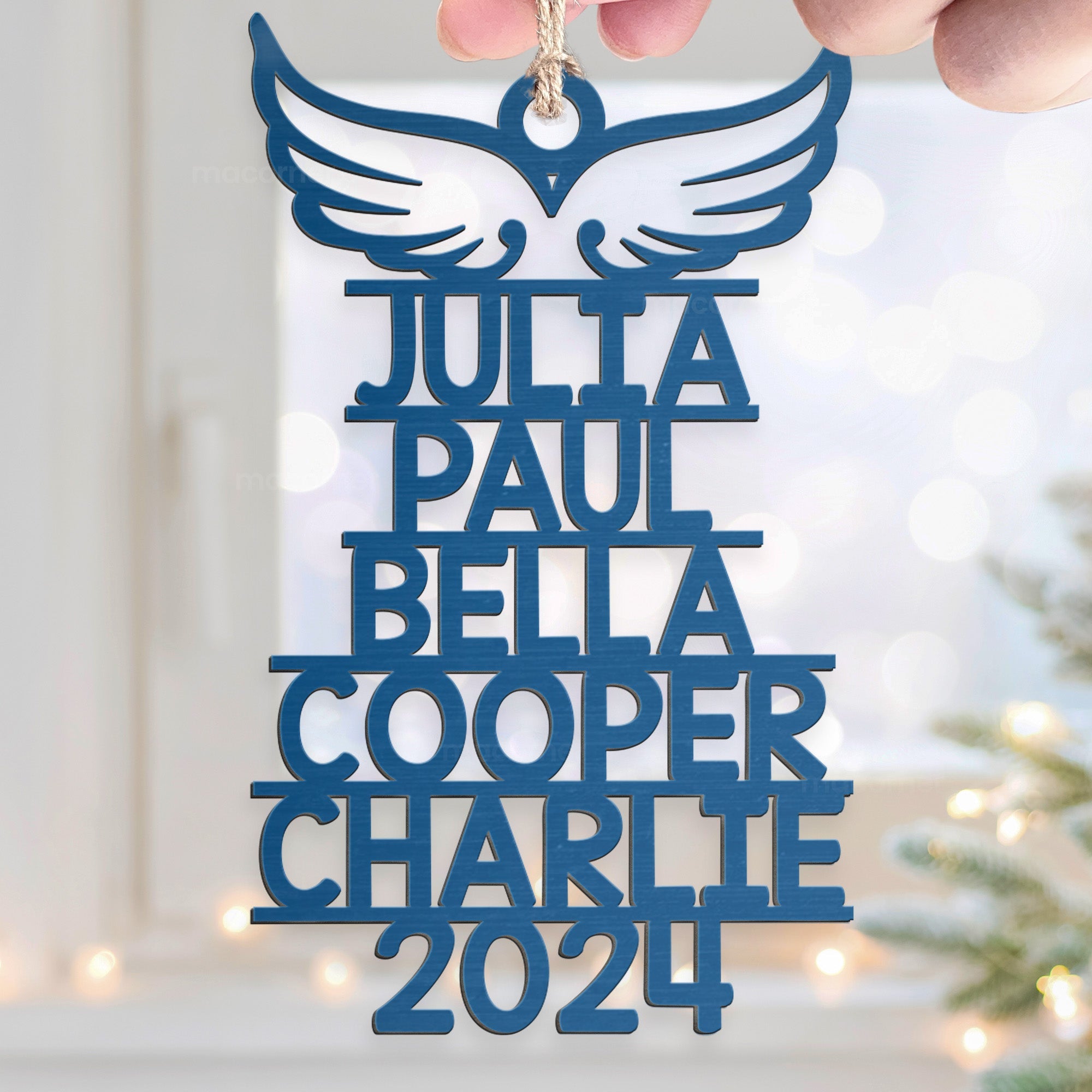 Memorial Ornament With Name 2024 Christmas Tree Angel - Personalized Wooden Ornament ORN0810