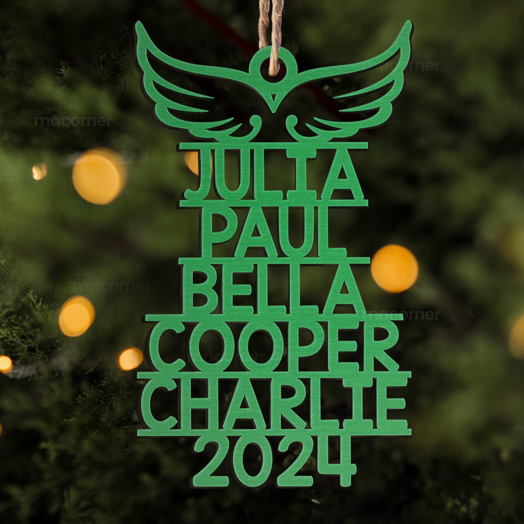 Memorial Ornament With Name 2024 Christmas Tree Angel - Personalized Wooden Ornament ORN0810