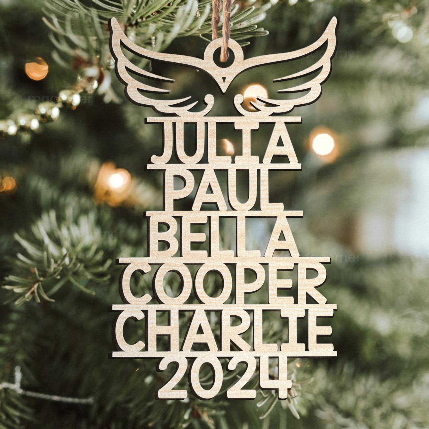 Memorial Ornament With Name 2024 Christmas Tree Angel - Personalized Wooden Ornament ORN0810