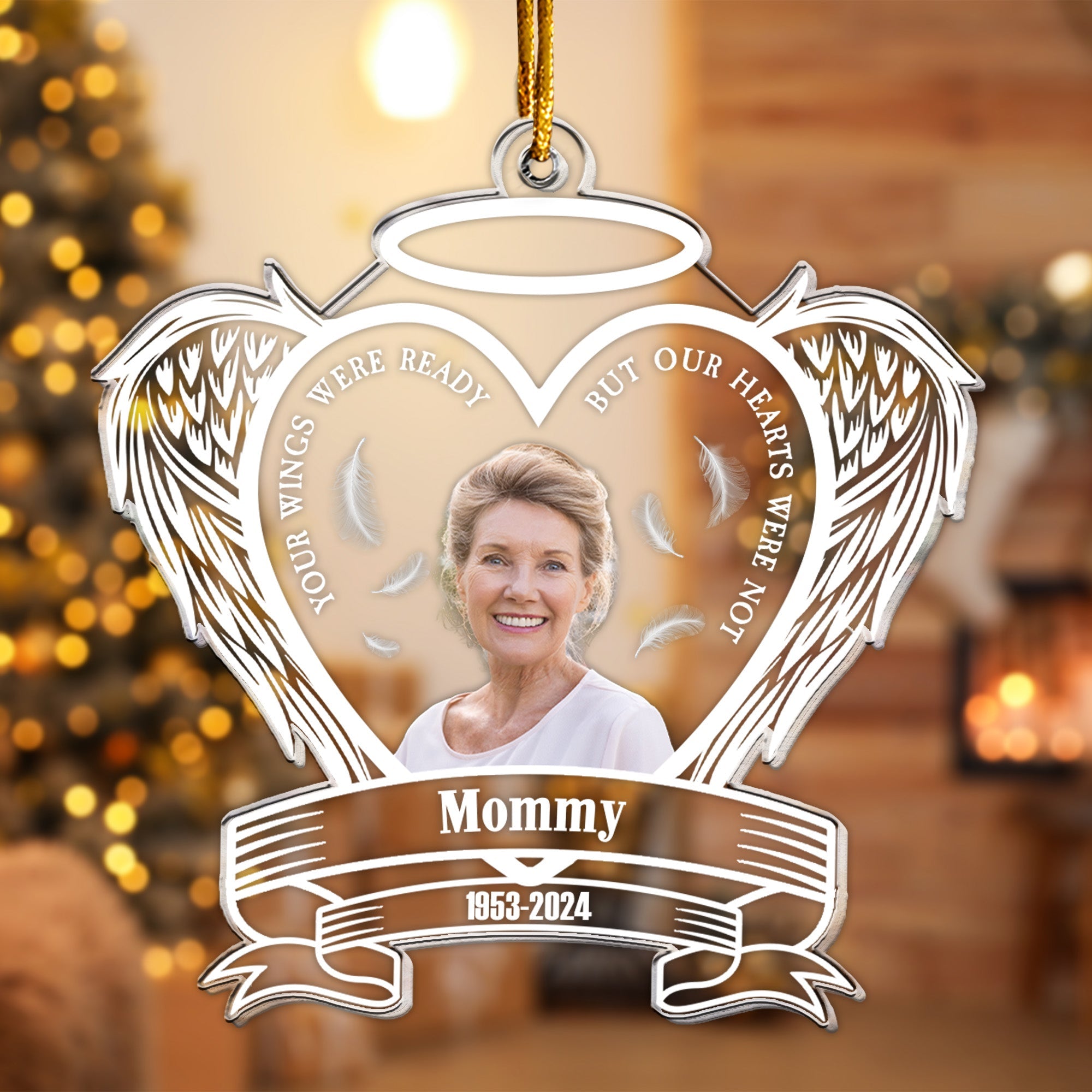 Memorial With Wings - Personalized Acrylic Photo Ornament ORN0810
