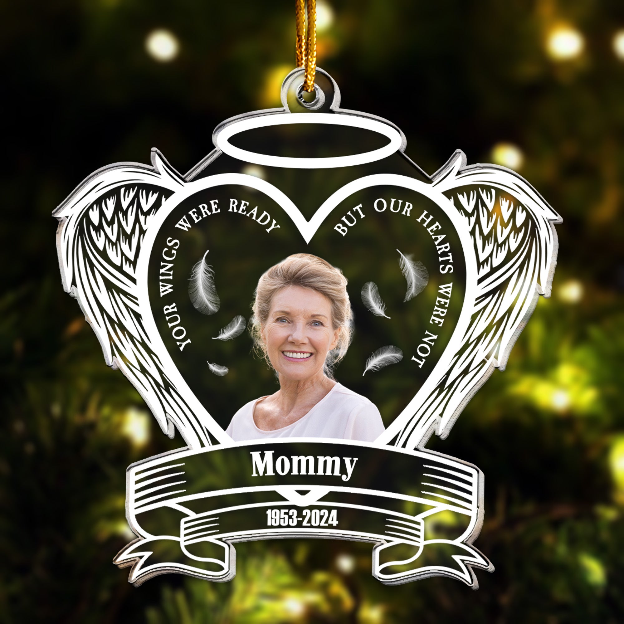 Memorial With Wings - Personalized Acrylic Photo Ornament ORN0810