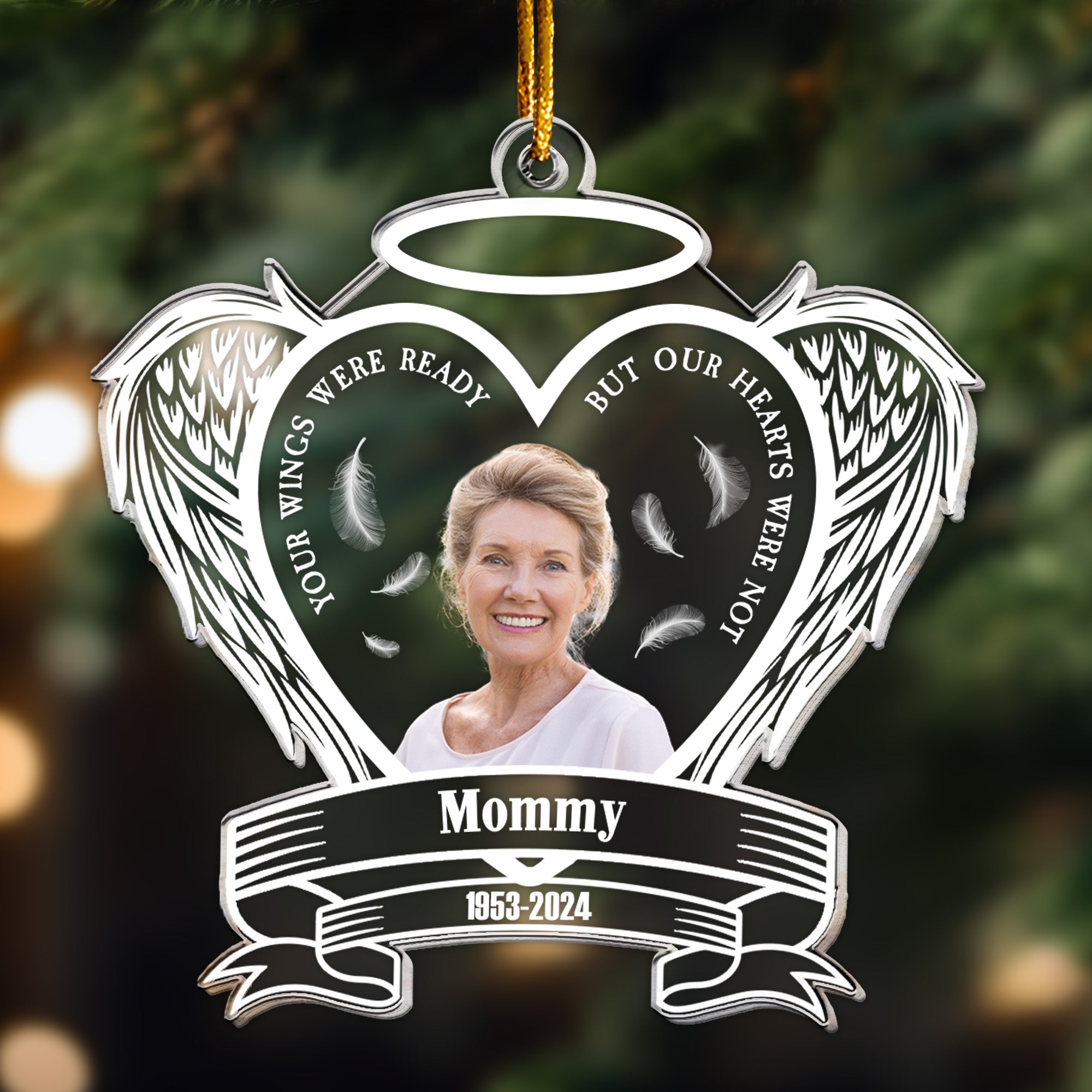 Memorial With Wings - Personalized Acrylic Photo Ornament ORN0810