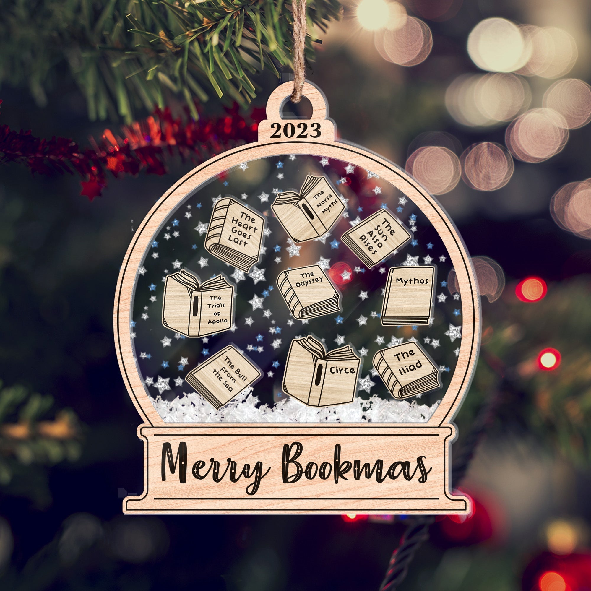 Merry Bookmas Christmas Gifts For Book Lovers - Personalized 3 Layered Christmas Shaker Ornament ORN0810