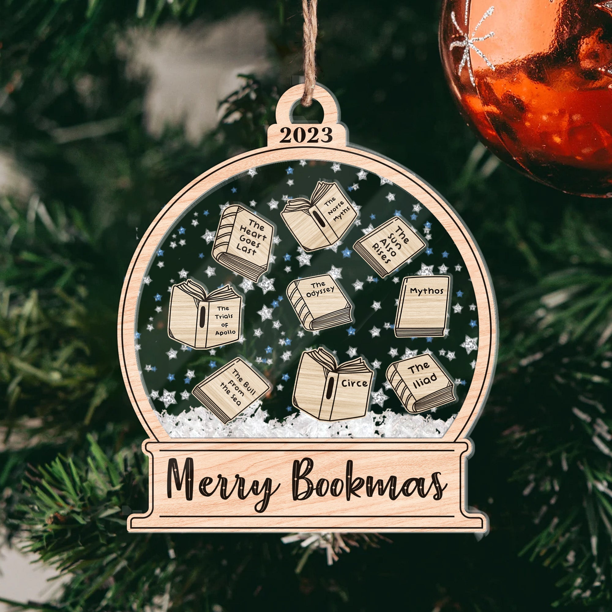 Merry Bookmas Christmas Gifts For Book Lovers - Personalized 3 Layered Christmas Shaker Ornament ORN0810