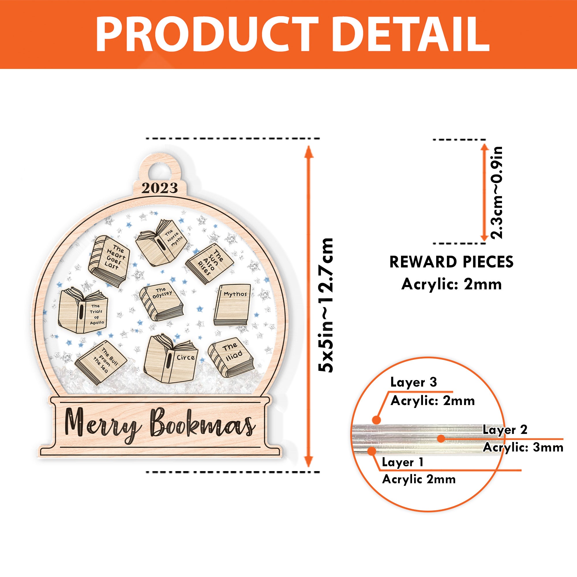 Merry Bookmas Christmas Gifts For Book Lovers - Personalized 3 Layered Christmas Shaker Ornament ORN0810