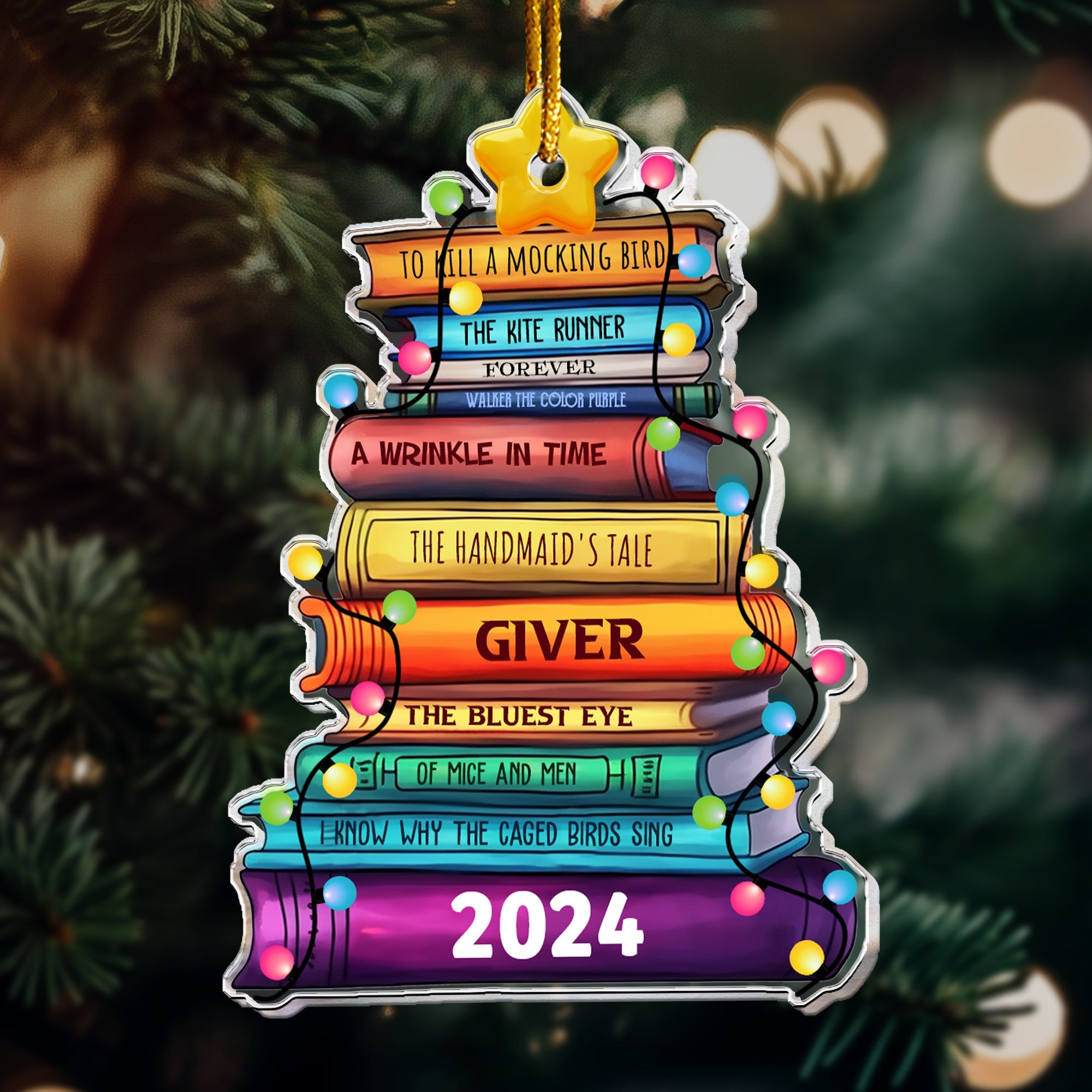 Merry Bookmas - Personalized Acrylic Ornament ORN0810