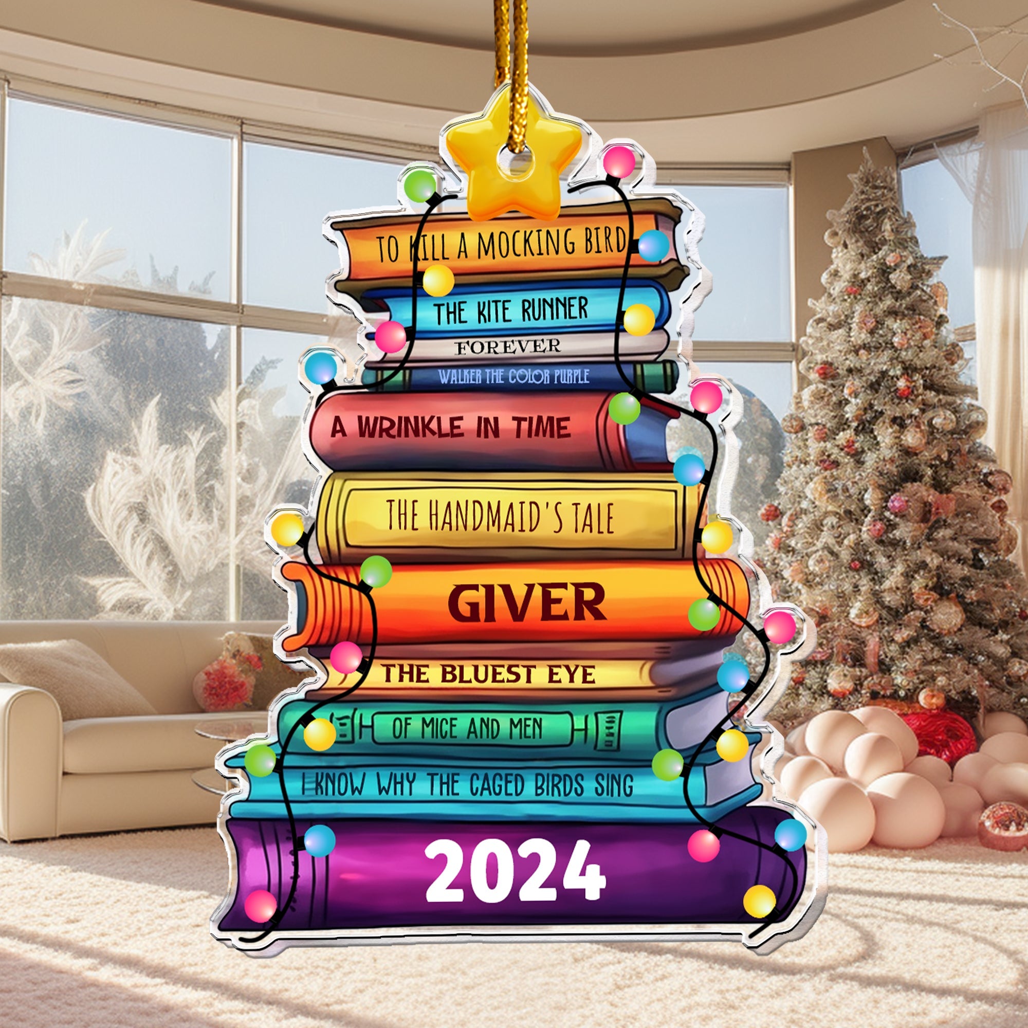 Merry Bookmas - Personalized Acrylic Ornament ORN0810