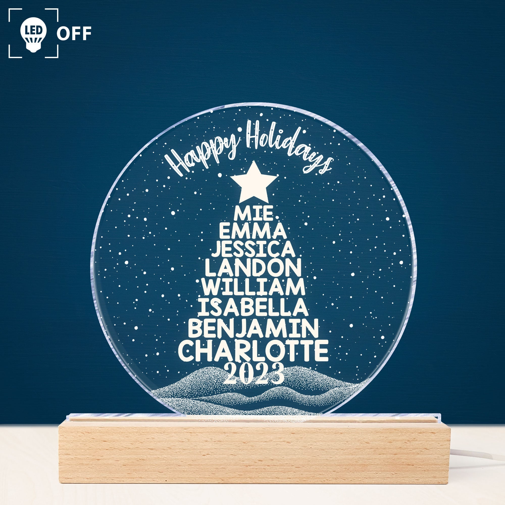 Merry Christmas Custom Family Names 2023 Christmas Tree - Personalized LED Light ORNA1210