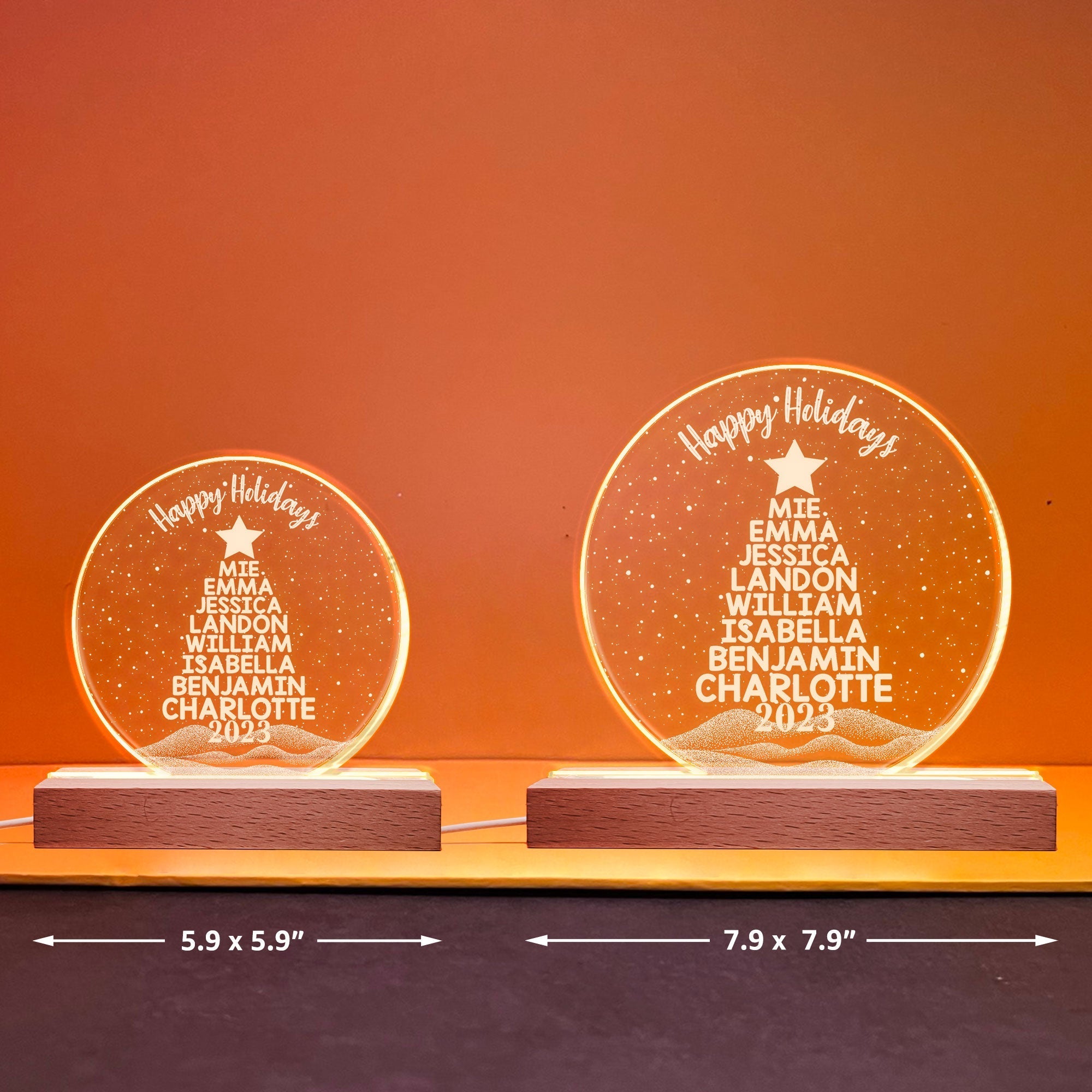 Merry Christmas Custom Family Names 2023 Christmas Tree - Personalized LED Light ORNA1210