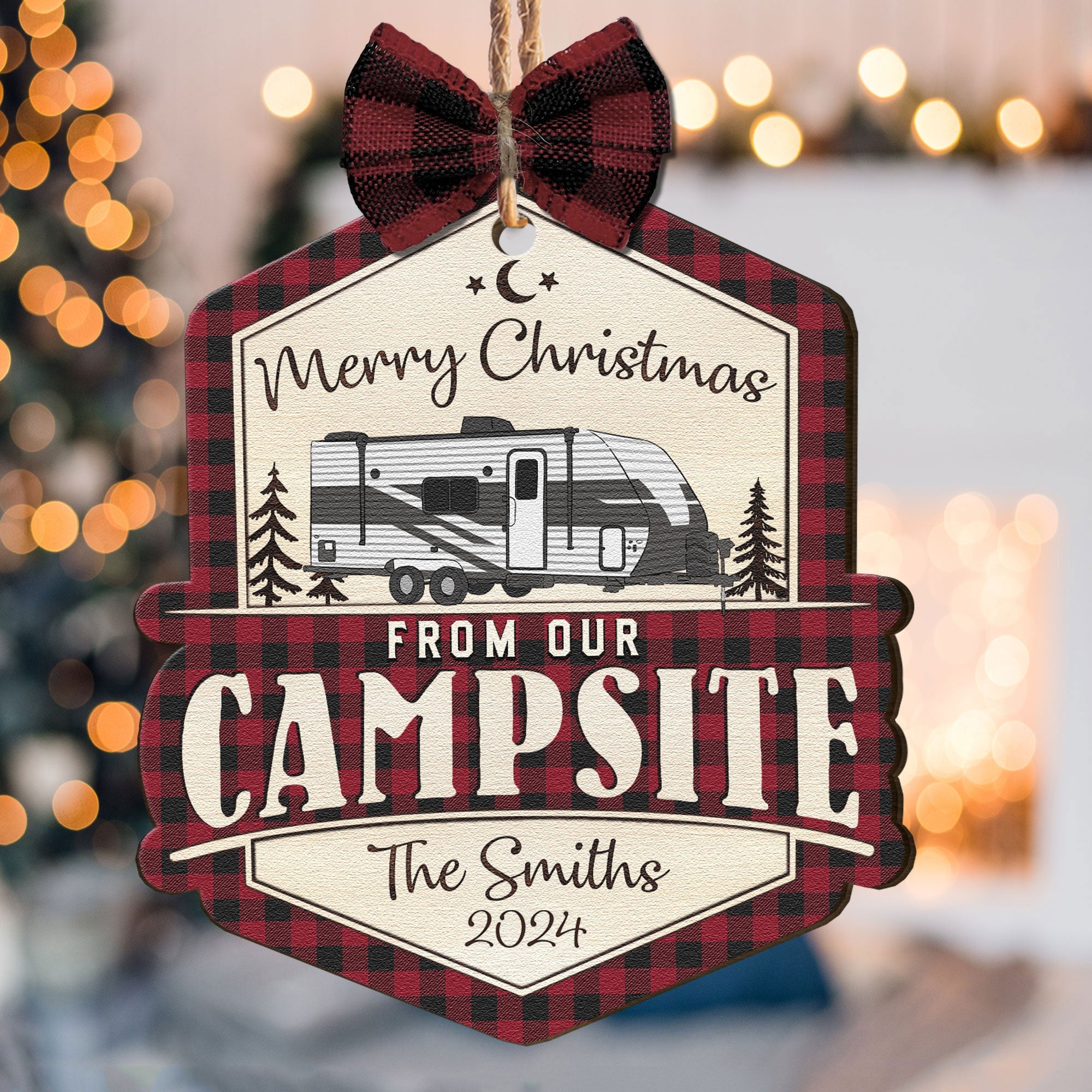 Merry Christmas From Our Campsite - Personalized Wooden Ornament ORN0810