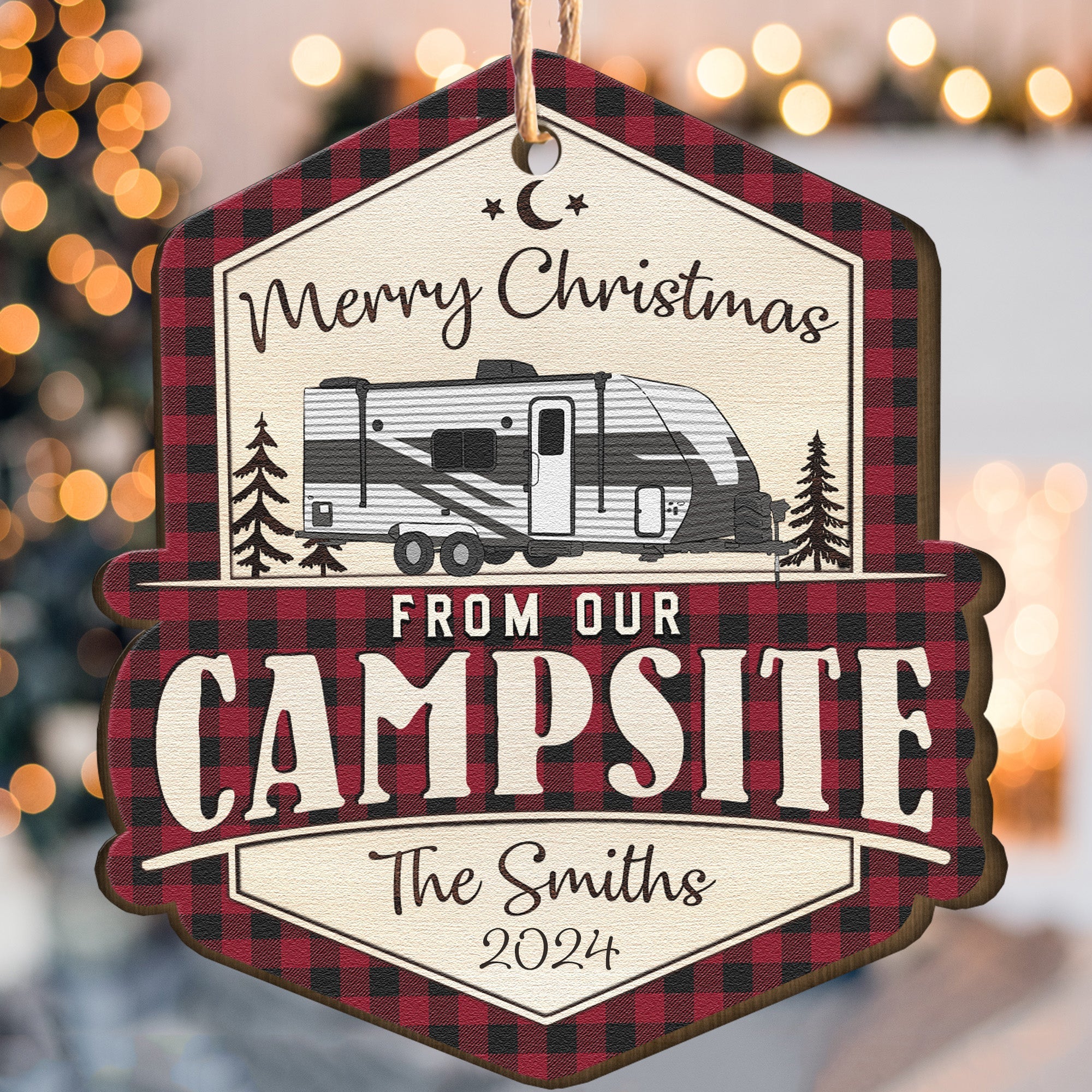 Merry Christmas From Our Campsite - Personalized Wooden Ornament ORN0810