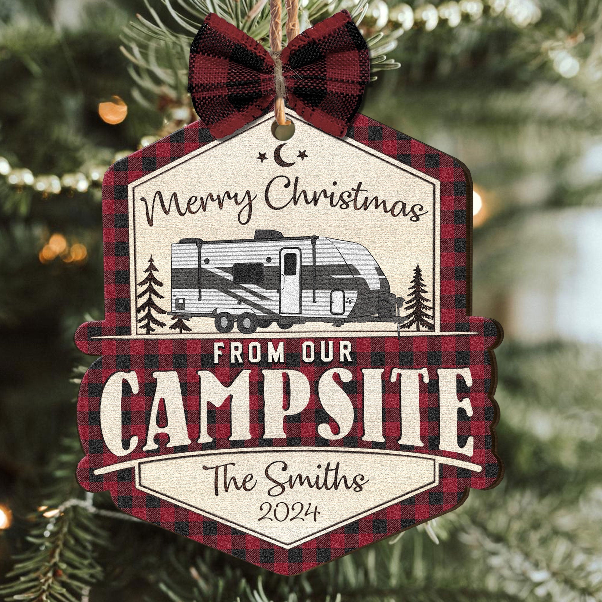 Merry Christmas From Our Campsite - Personalized Wooden Ornament ORN0810