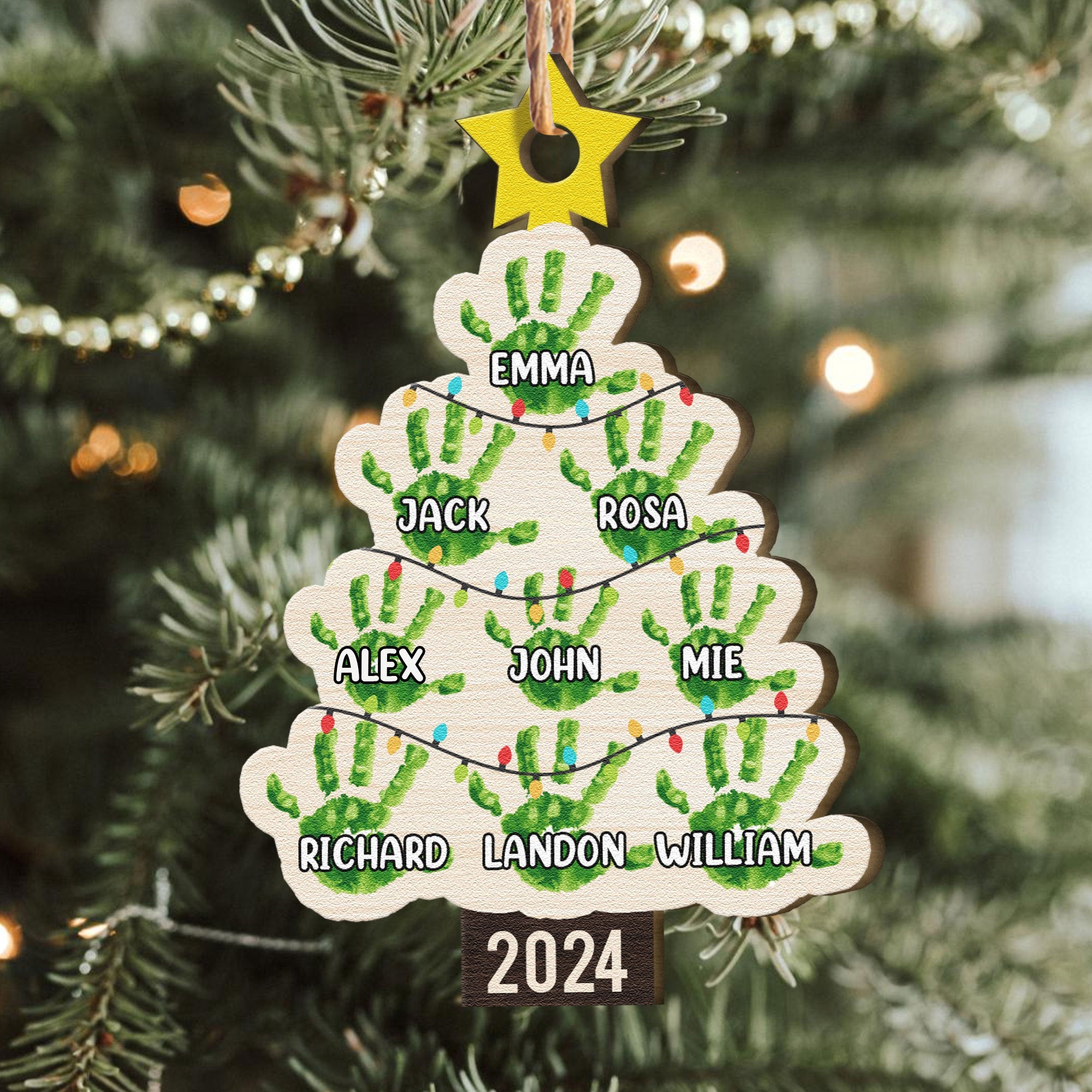 Merry Christmas Hands Down Christmas Light - Personalized Wooden Ornament ORN0810