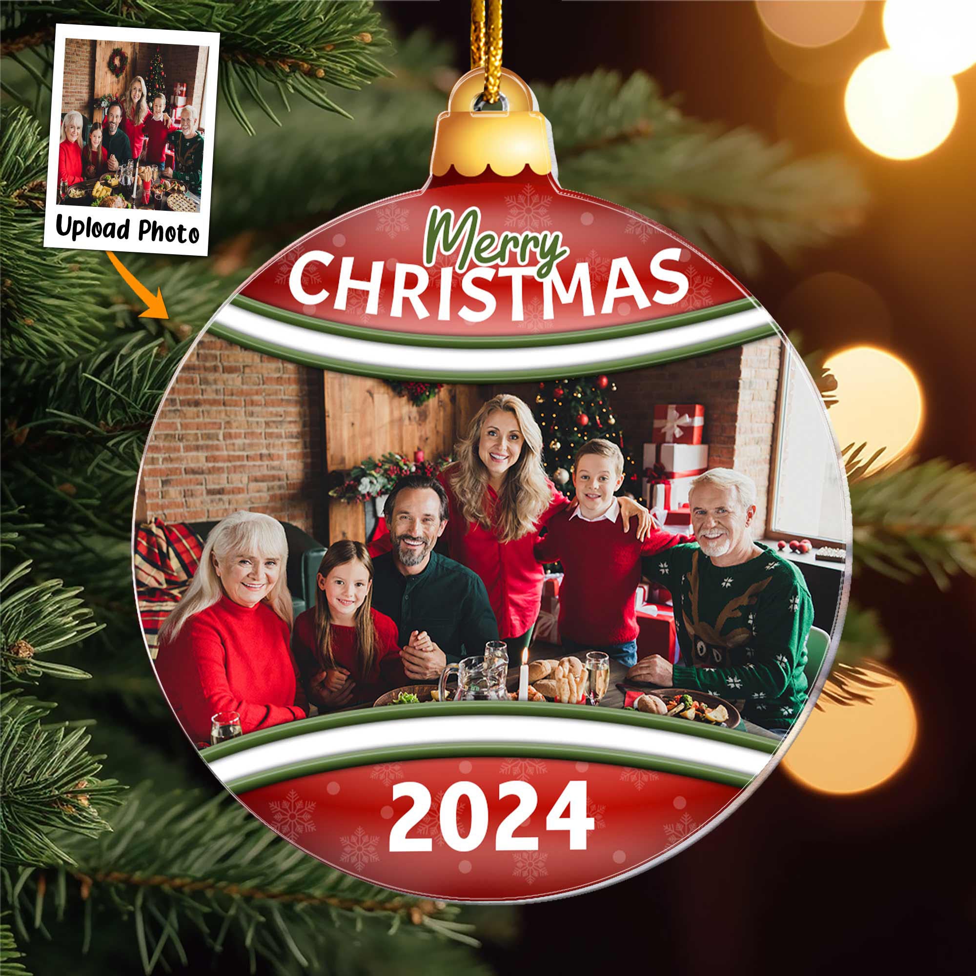 Merry Christmas With Family - Personalized Acrylic Photo Ornament ORN0810