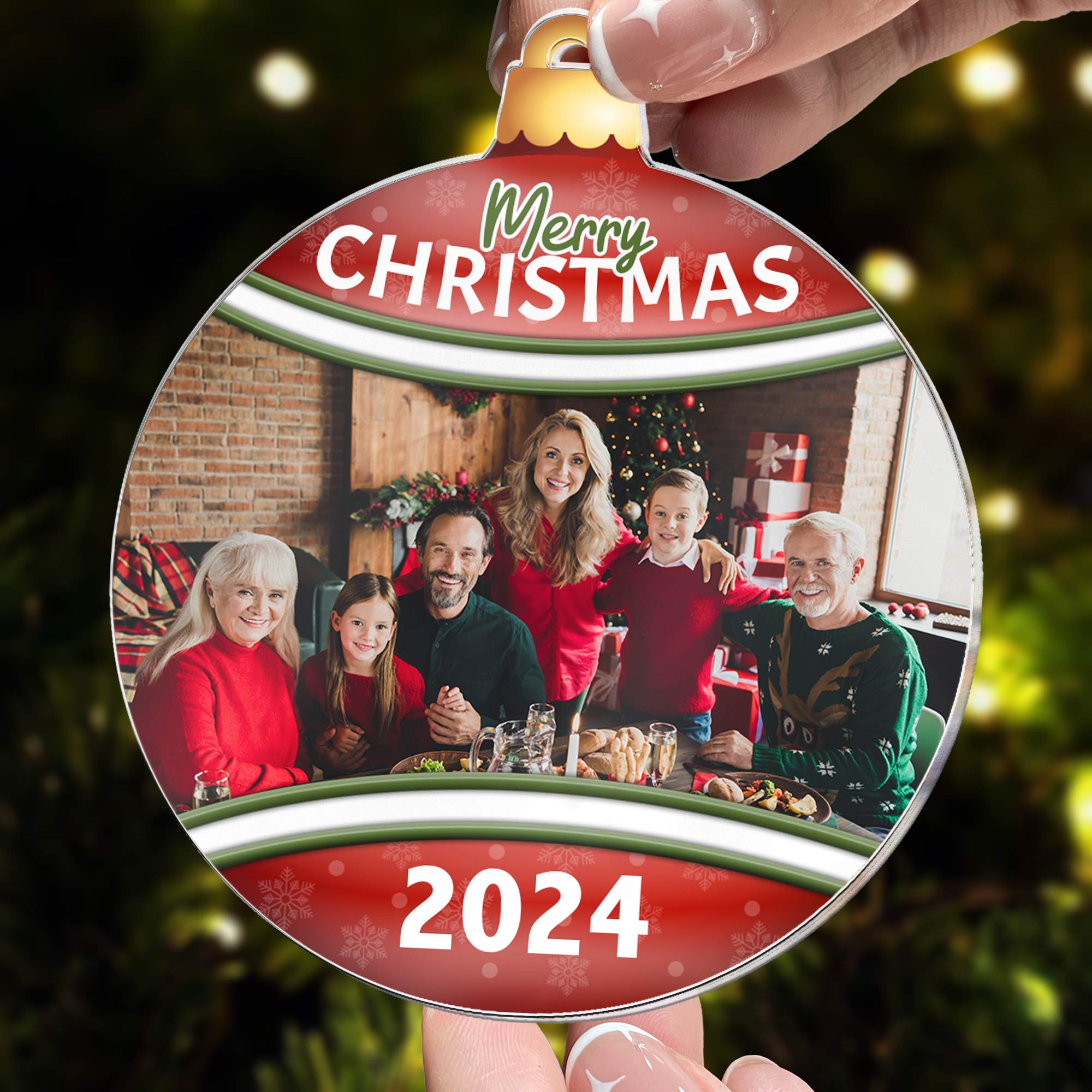 Merry Christmas With Family - Personalized Acrylic Photo Ornament ORN0810