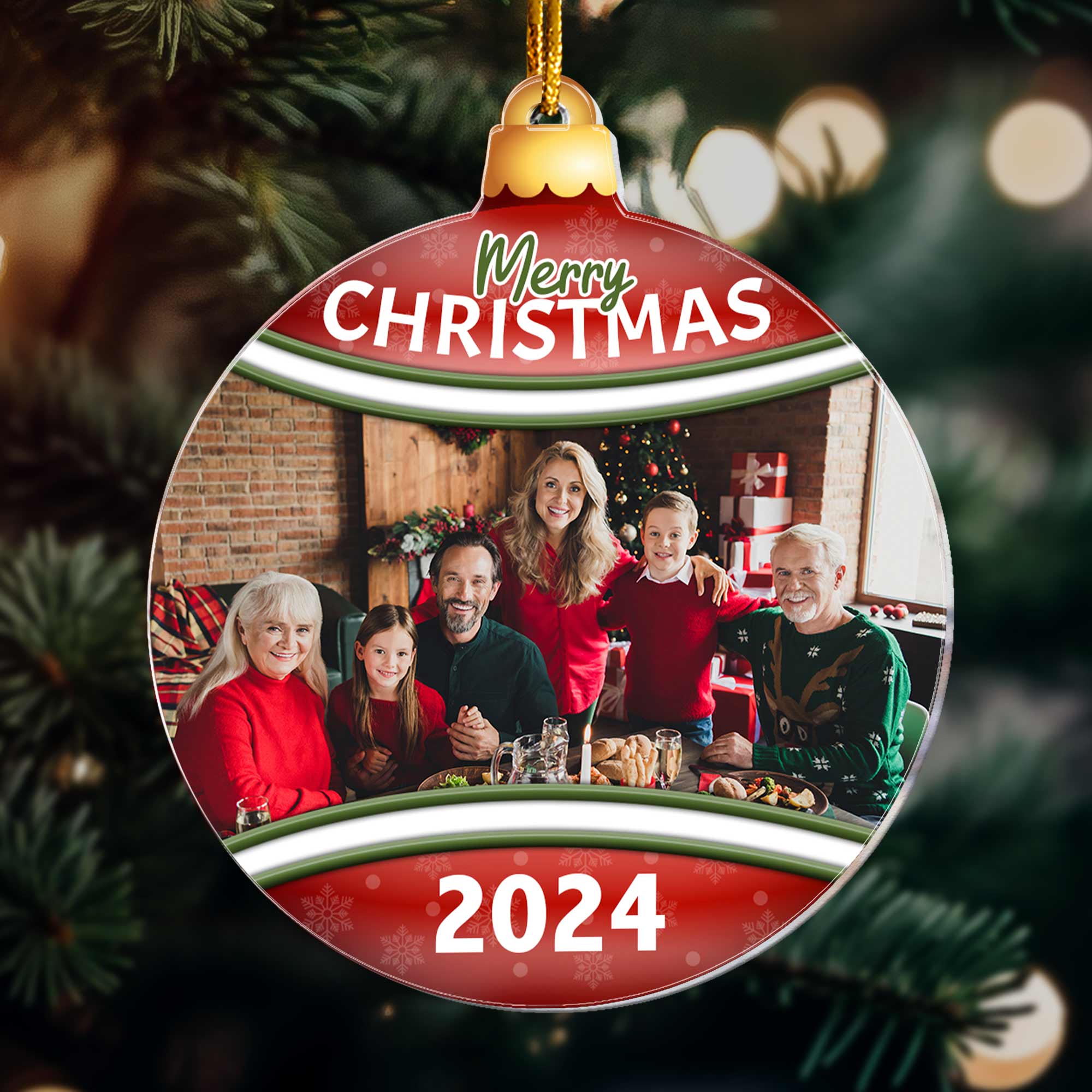 Merry Christmas With Family - Personalized Acrylic Photo Ornament ORN0810