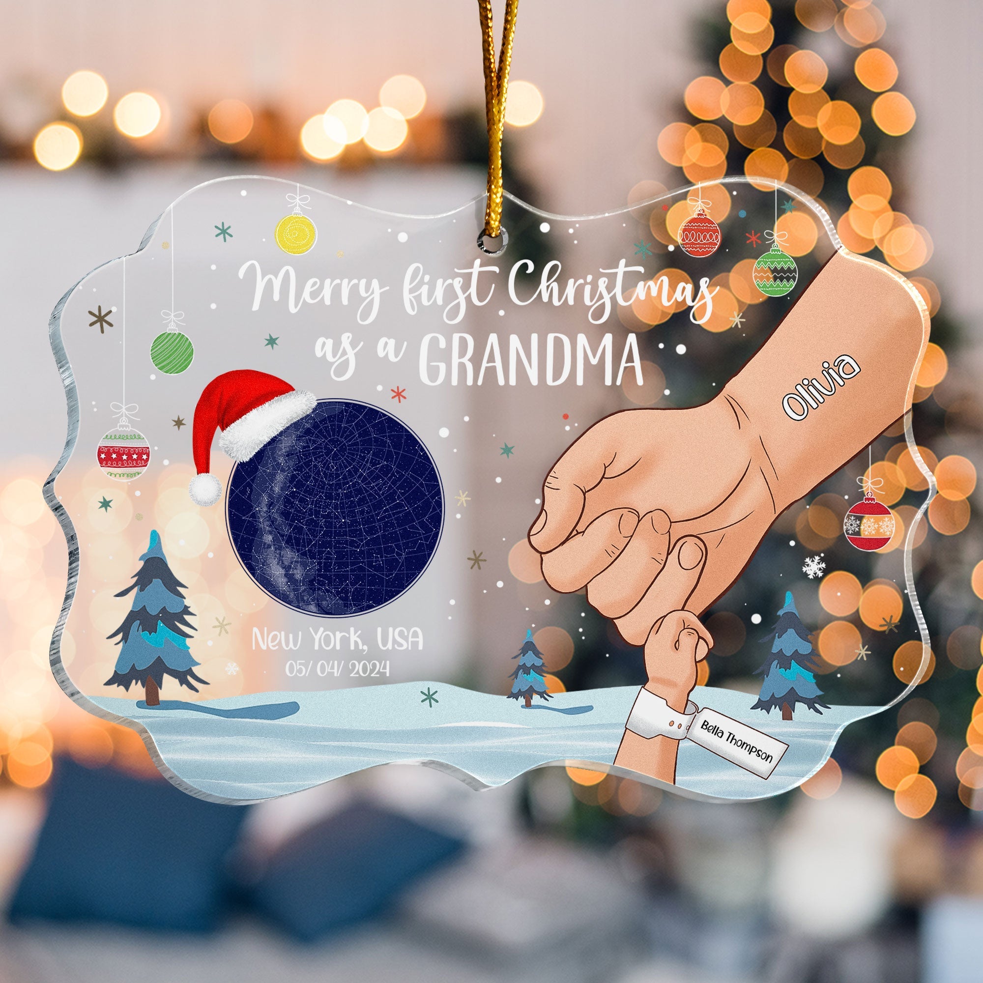 Merry First Christmas As A Grandma - Personalized Acrylic Ornament ORN0810