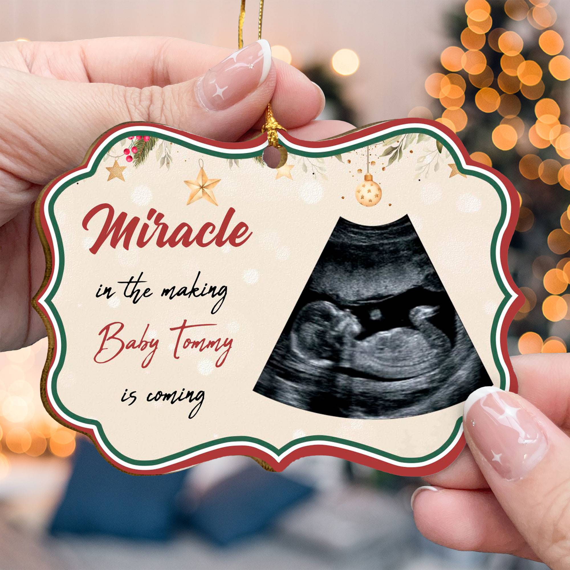 Miracle In The Making Baby Is Coming - Personalized Wooden Card With Pop Out Ornament ORNA1210